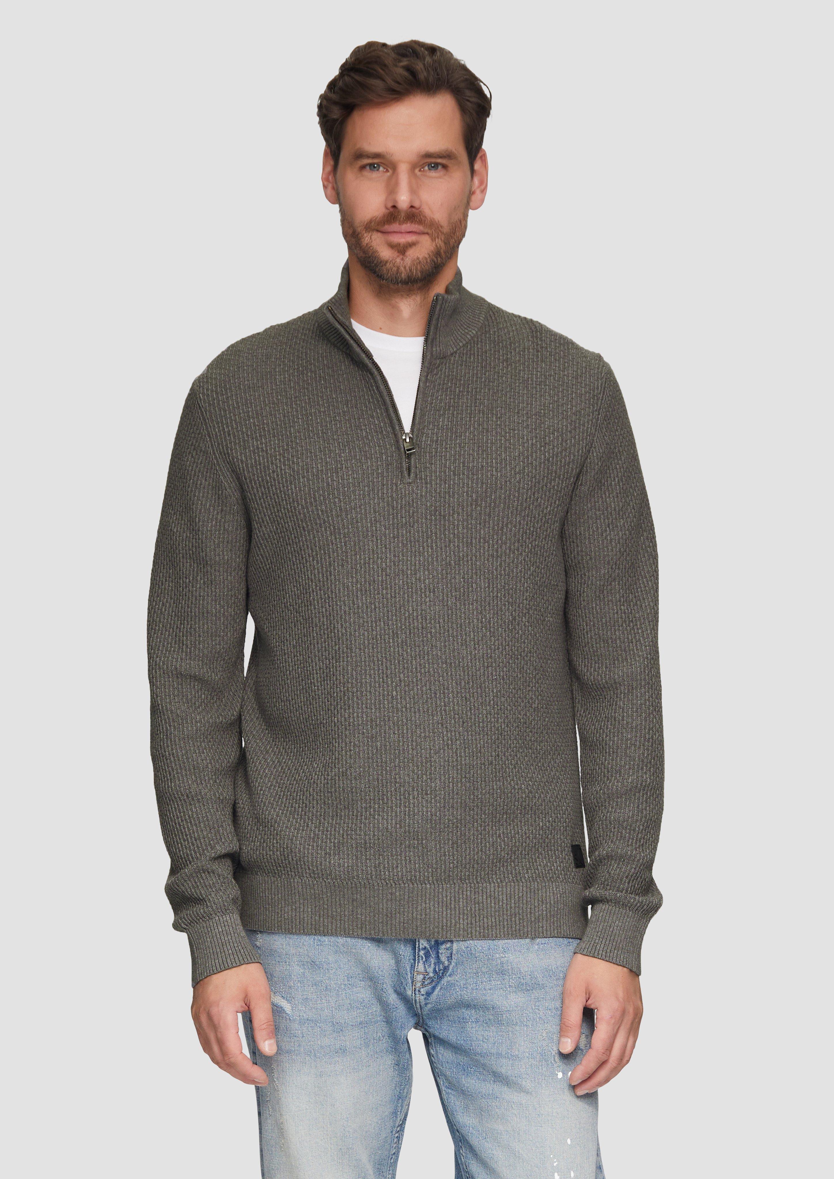 S.Oliver Strickpullover mit Troyerkragen aus Strukturstrick