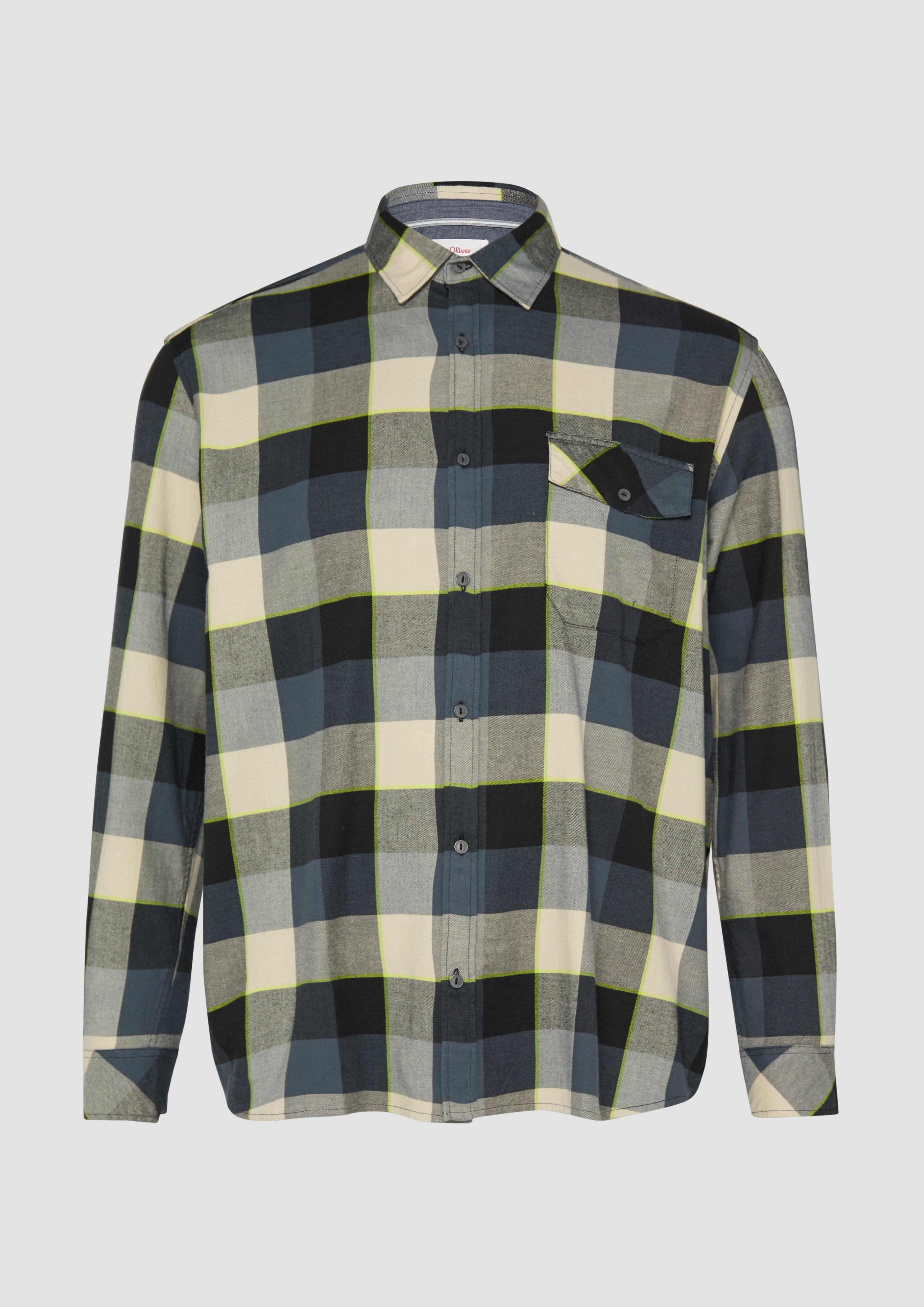 Thumbnail - s.Oliver - Regular Fit: Kariertes Flanellhemd mit Brusttasche, Herren, grau