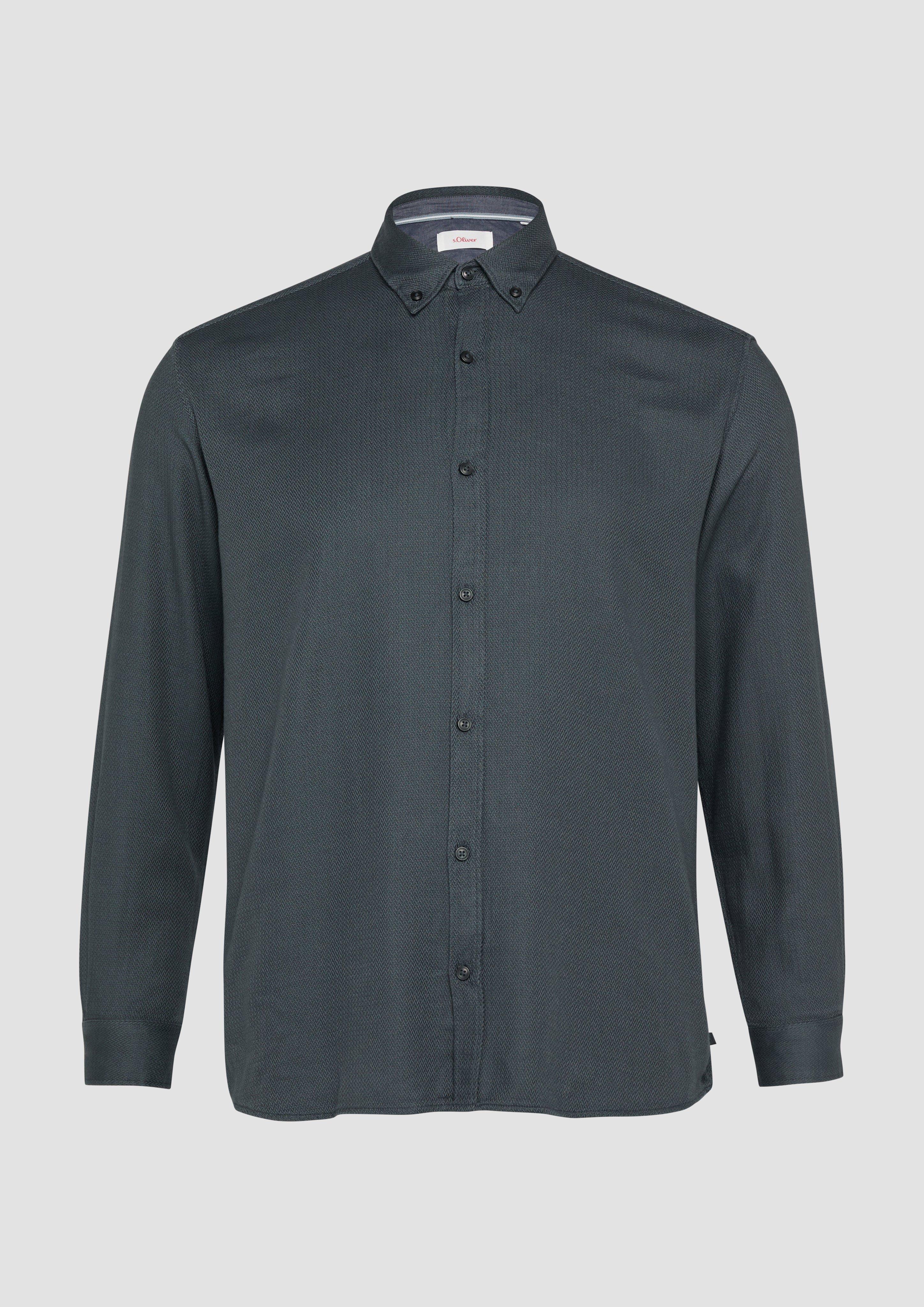 s.Oliver - Baumwollhemd mit Button-Down-Kragen, Herren, grau