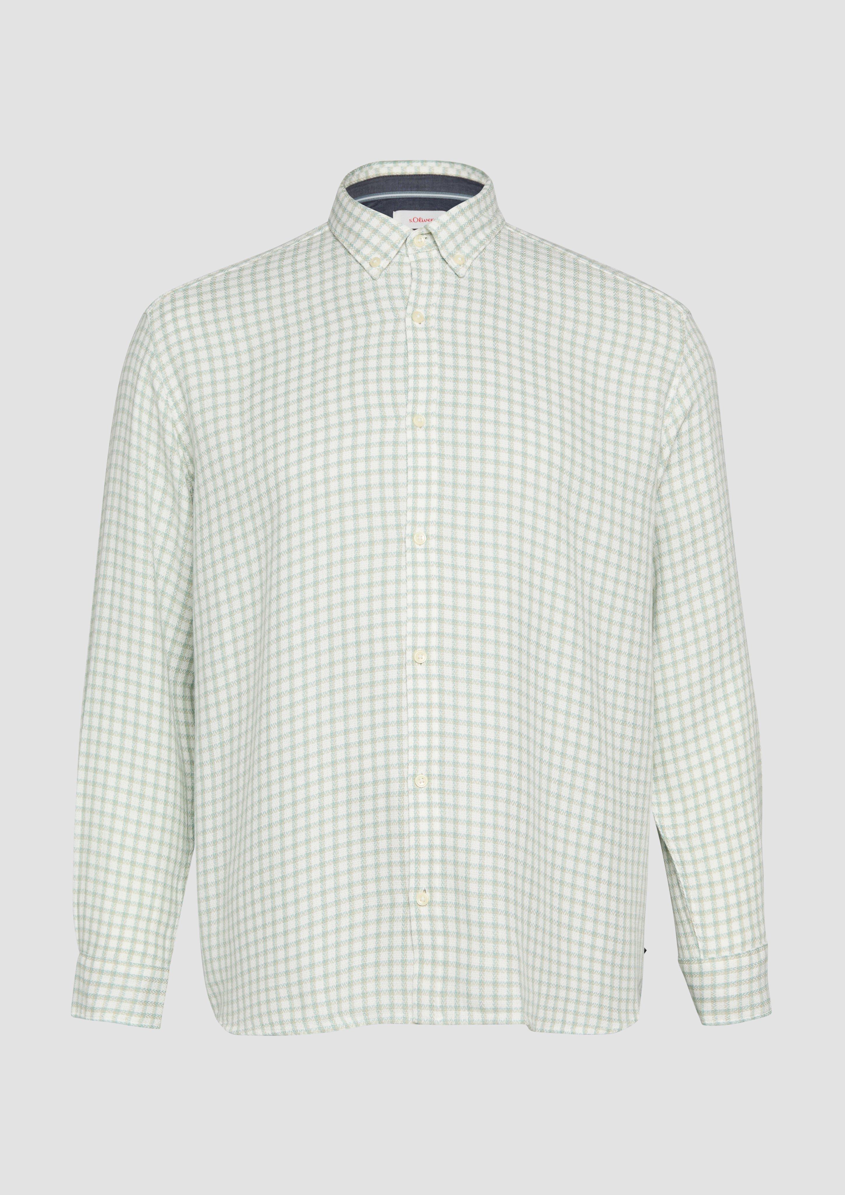 s.Oliver - Regular Fit: Strukturiertes Baumwollhemd mit Button-Down-Kragen, Herren, grün|weiß