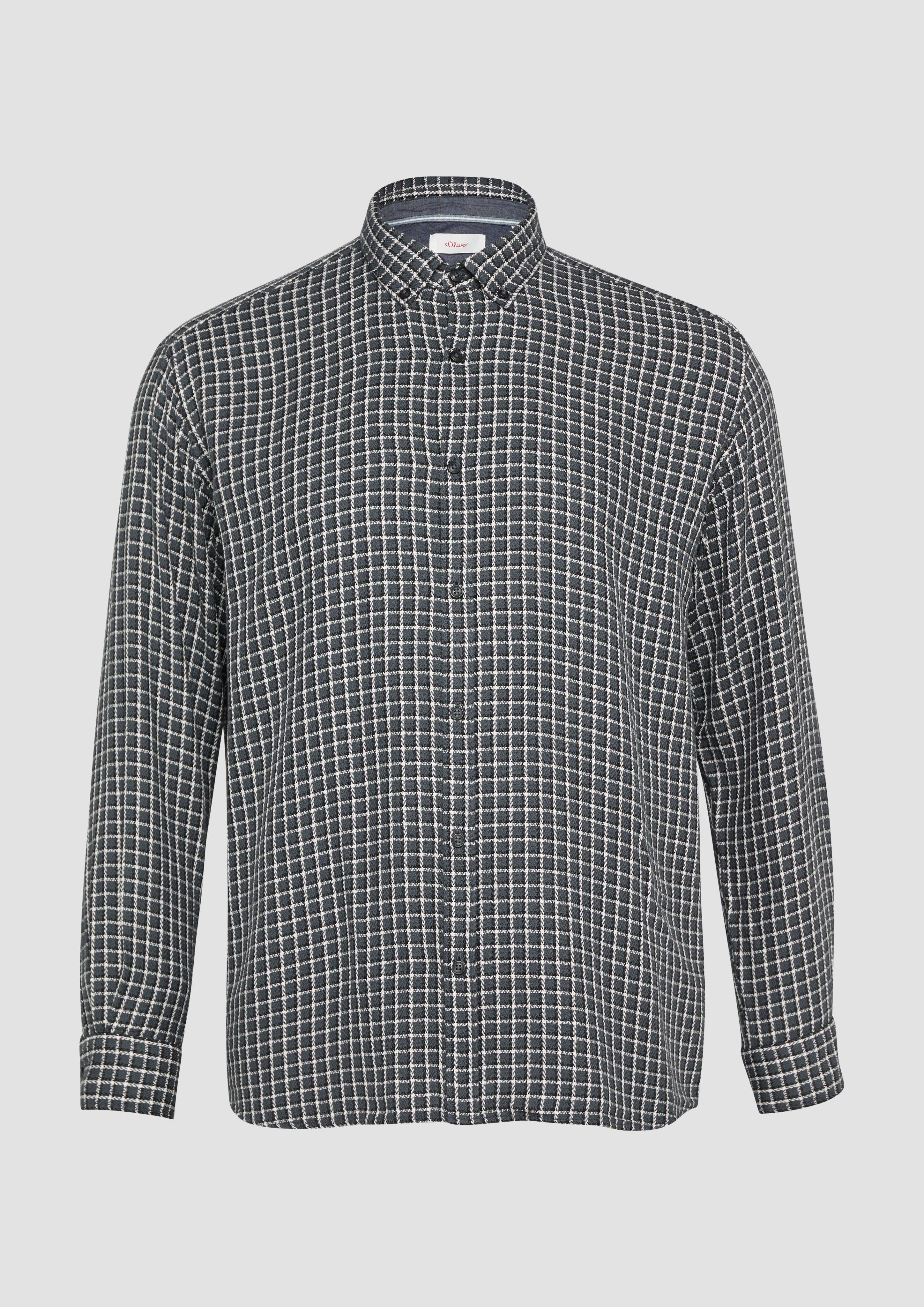 s.Oliver - Regular Fit: Strukturiertes Baumwollhemd mit Button-Down-Kragen, Herren, grau