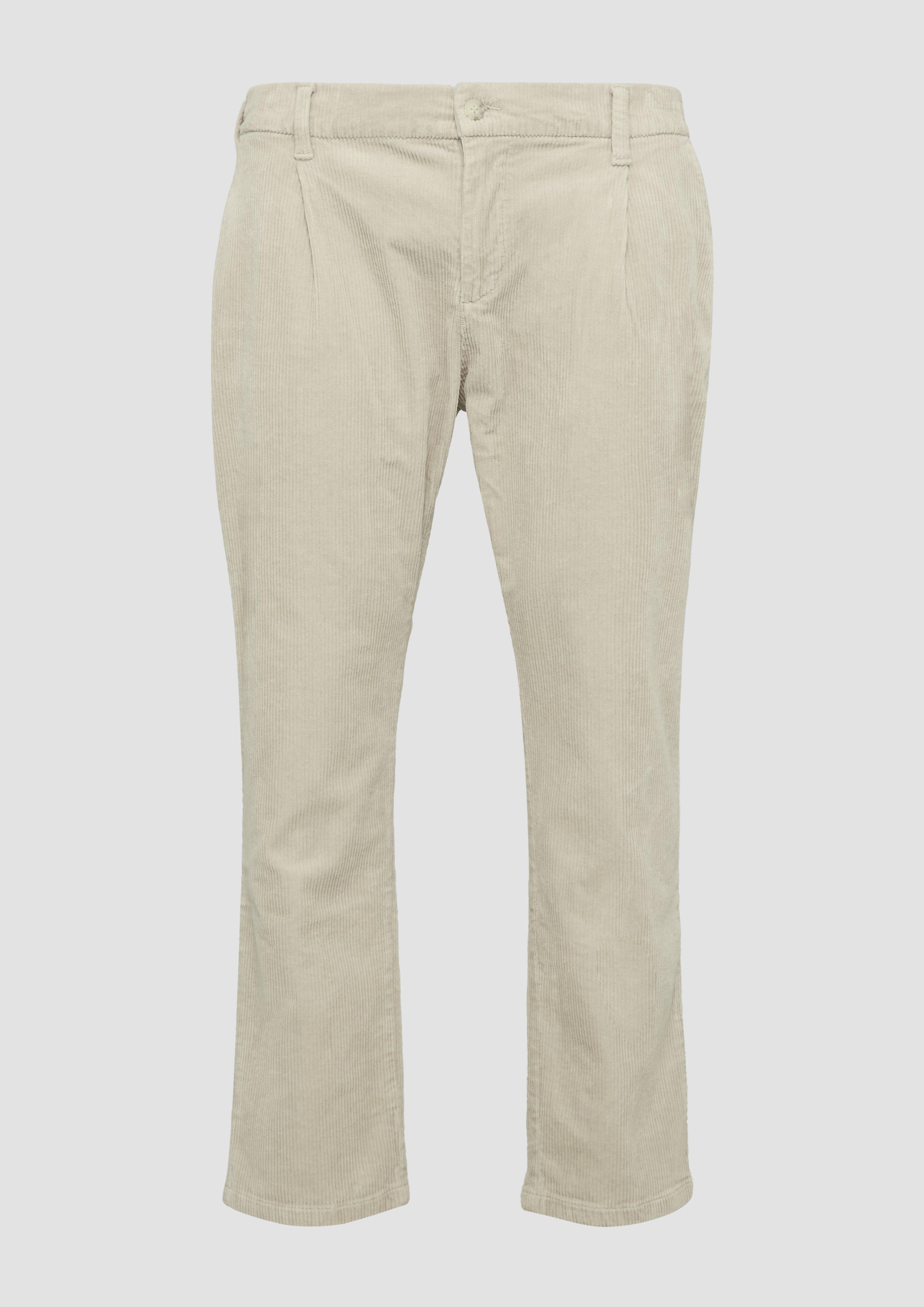 Thumbnail - s.Oliver - Cord-Chino aus Baumwollstretch mit Bundfalten, Herren, Beige