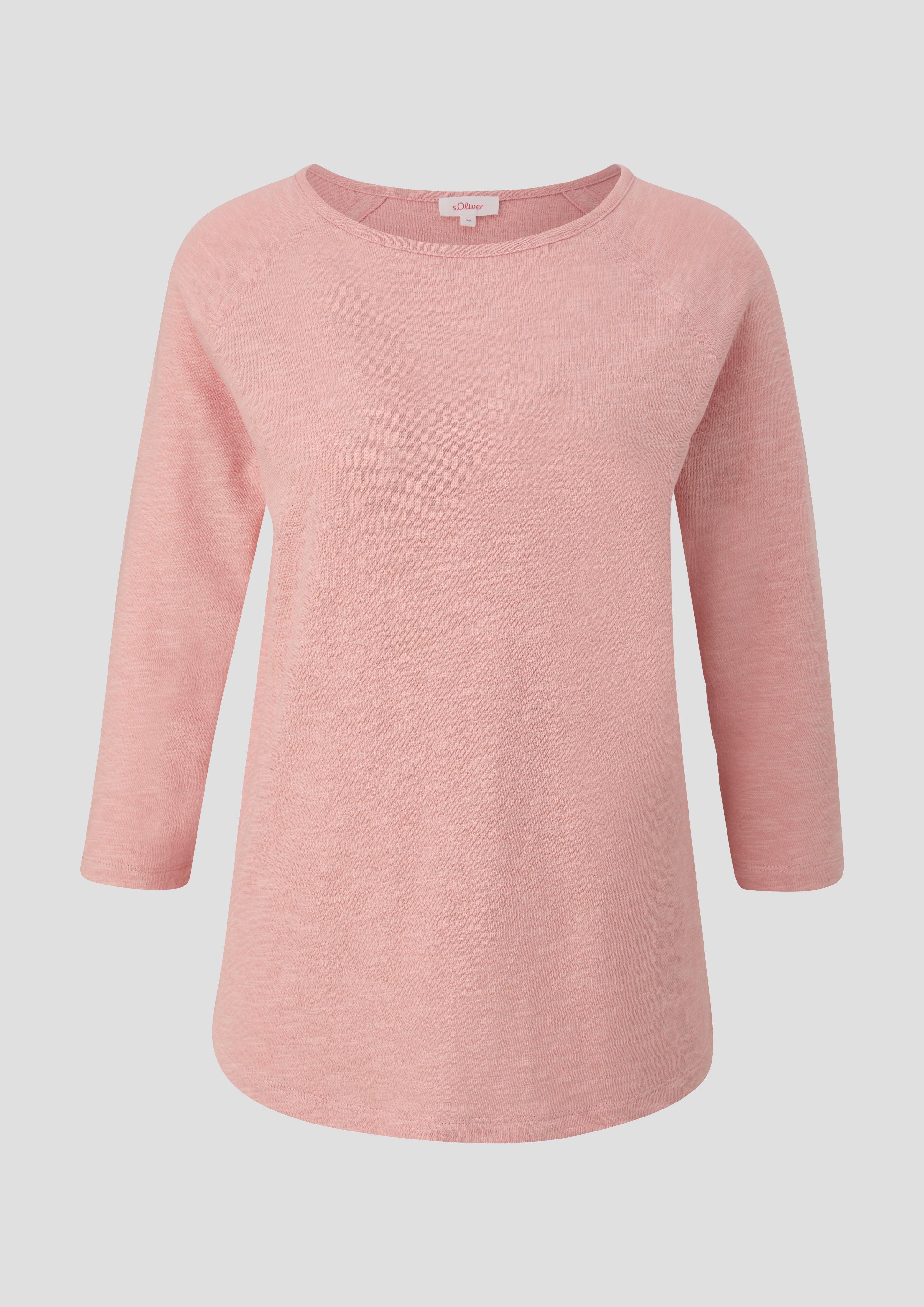 s.Oliver - 3/4-Ärmel Shirt mit Flammgarnstruktur, Damen, Rosa