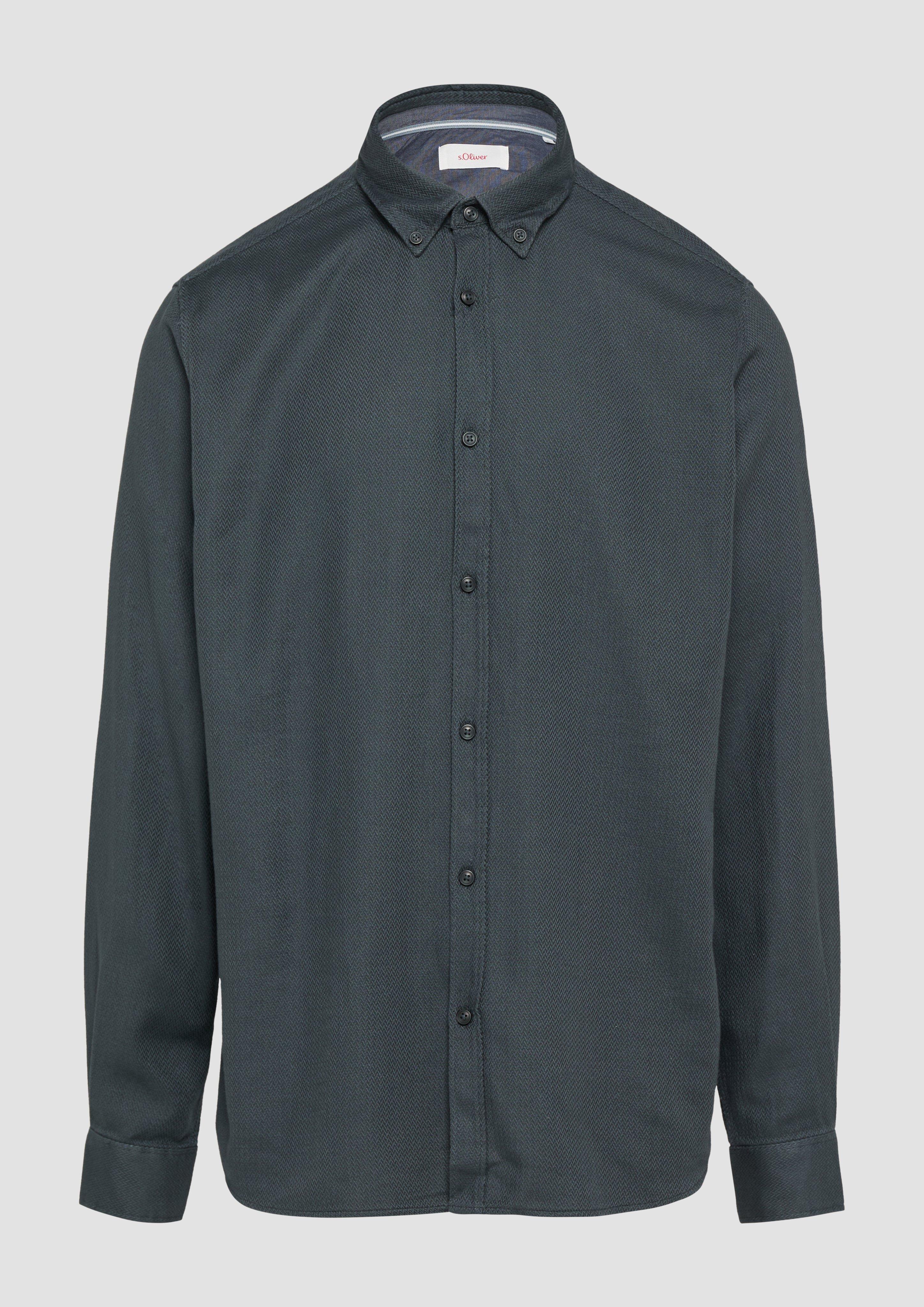 Thumbnail - s.Oliver - Regular Fit: Strukturiertes Baumwollhemd mit Button-Down-Kragen, Herren, grau