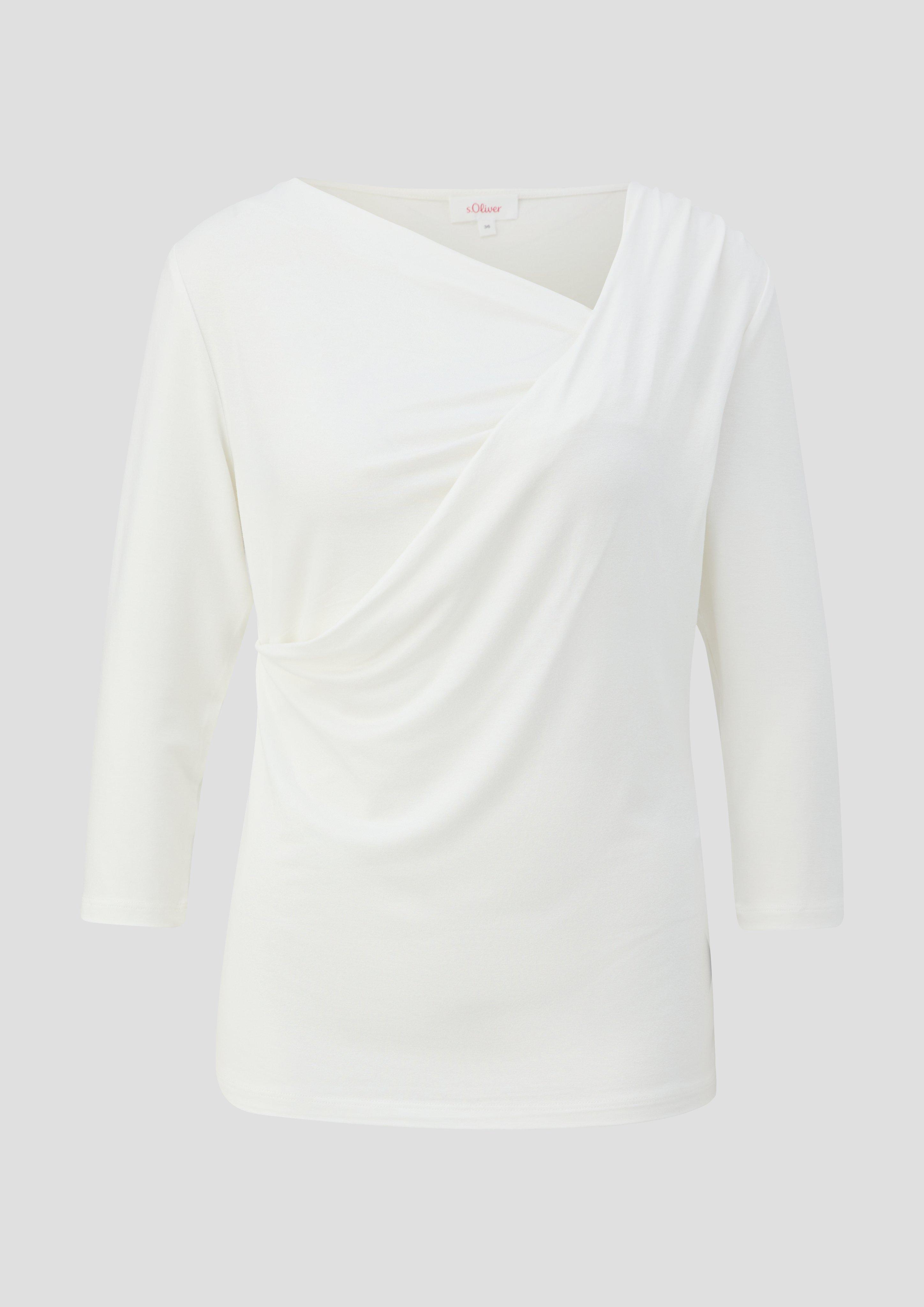 s.Oliver - Viskosestretch-Shirt mit Drapierung, Damen, creme