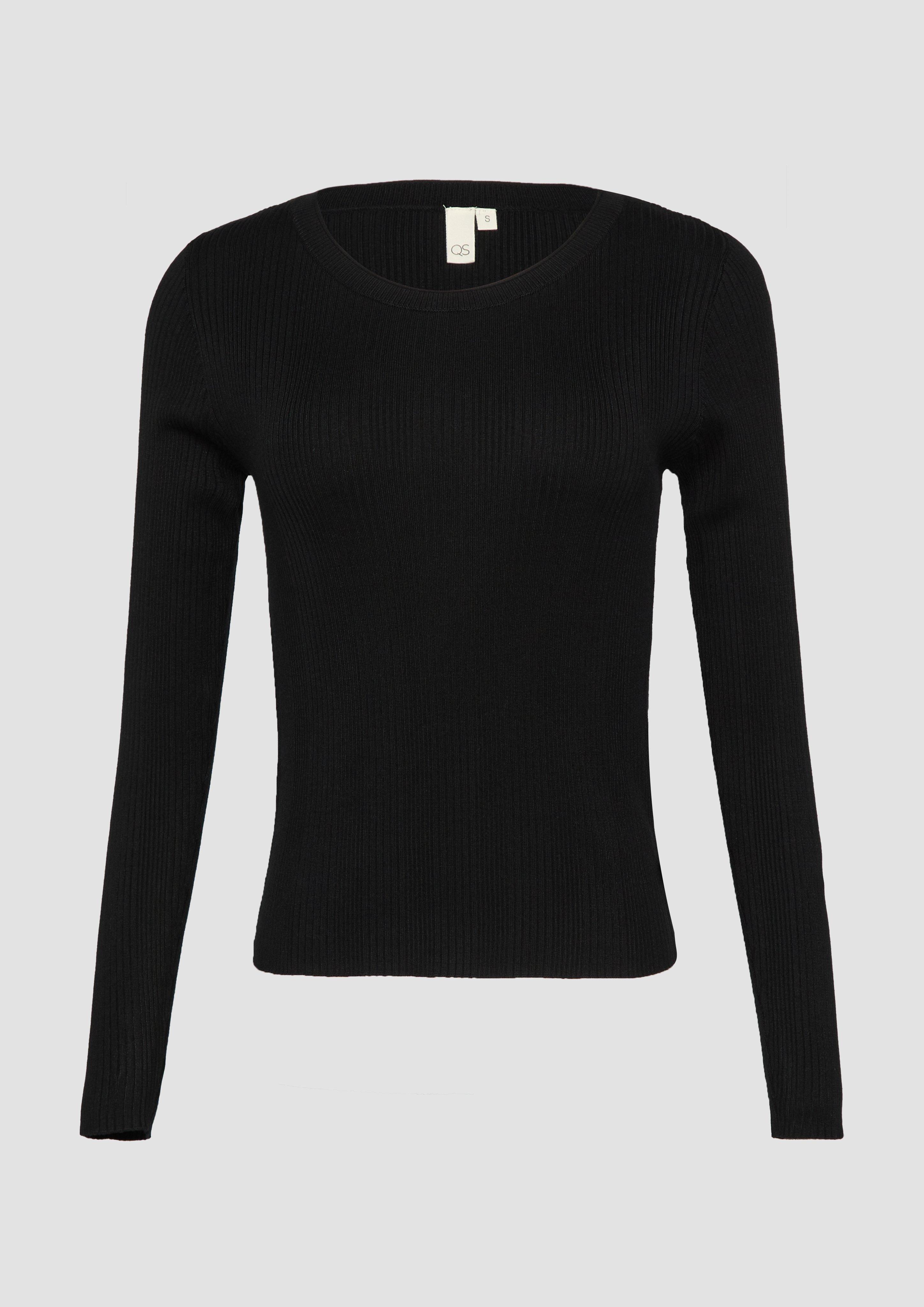 QS - Strickpullover aus Viskosemix, Damen, schwarz