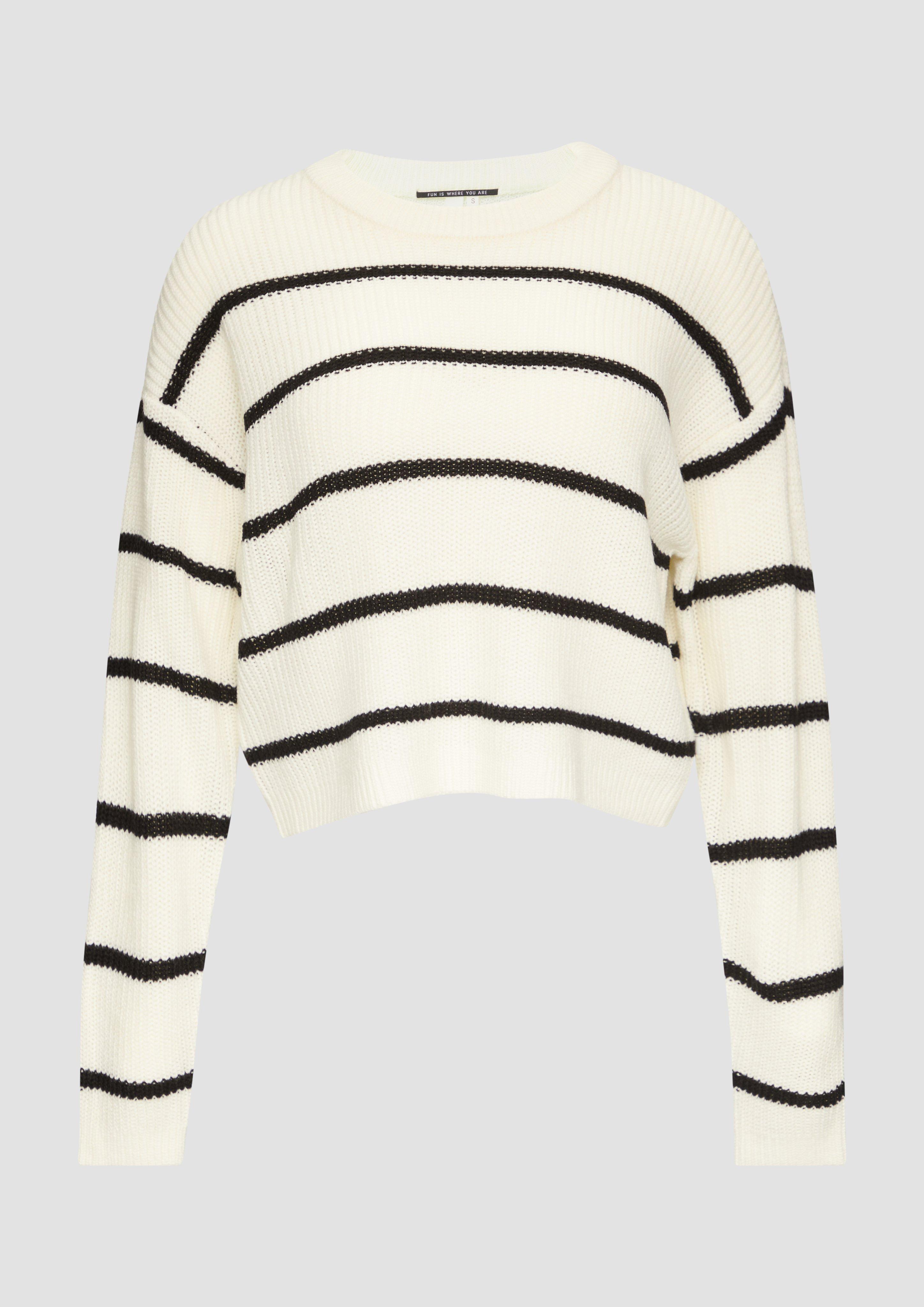 Thumbnail - QS - Strickpullover mit Ringeln, Damen, creme|schwarz