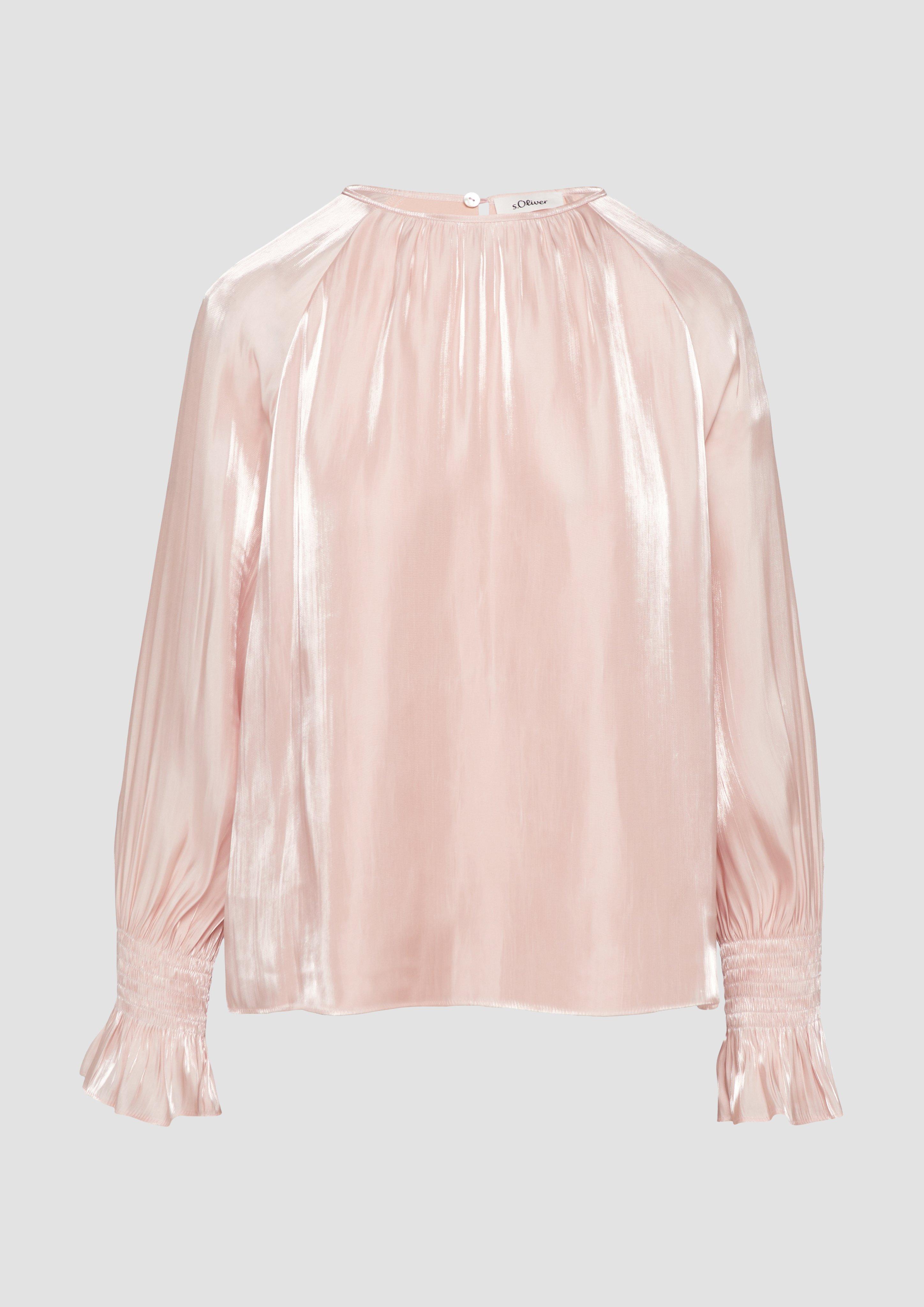 s.Oliver - Glänzende Viskose-Bluse mit Volantärmeln, Damen, Rosa