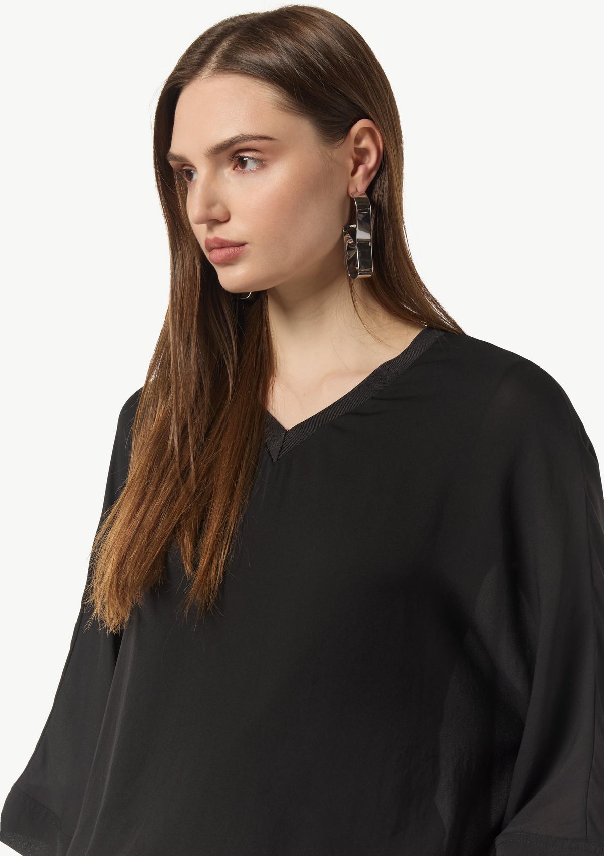 comma Chiffon blouse top with 3/4-length sleeves