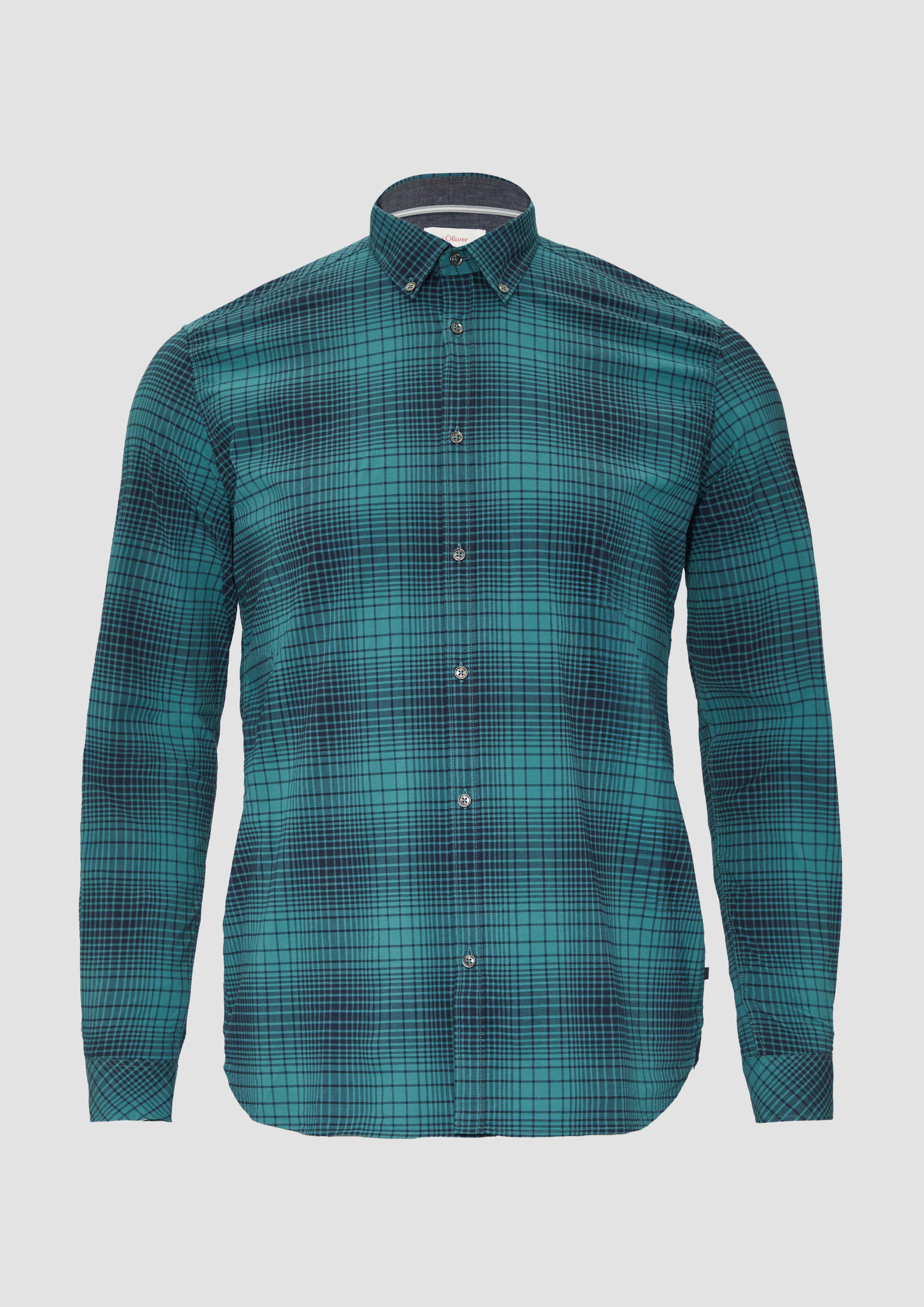 s.Oliver - Gemustertes Hemd mit Button-Down-Kragen, Herren, Blau