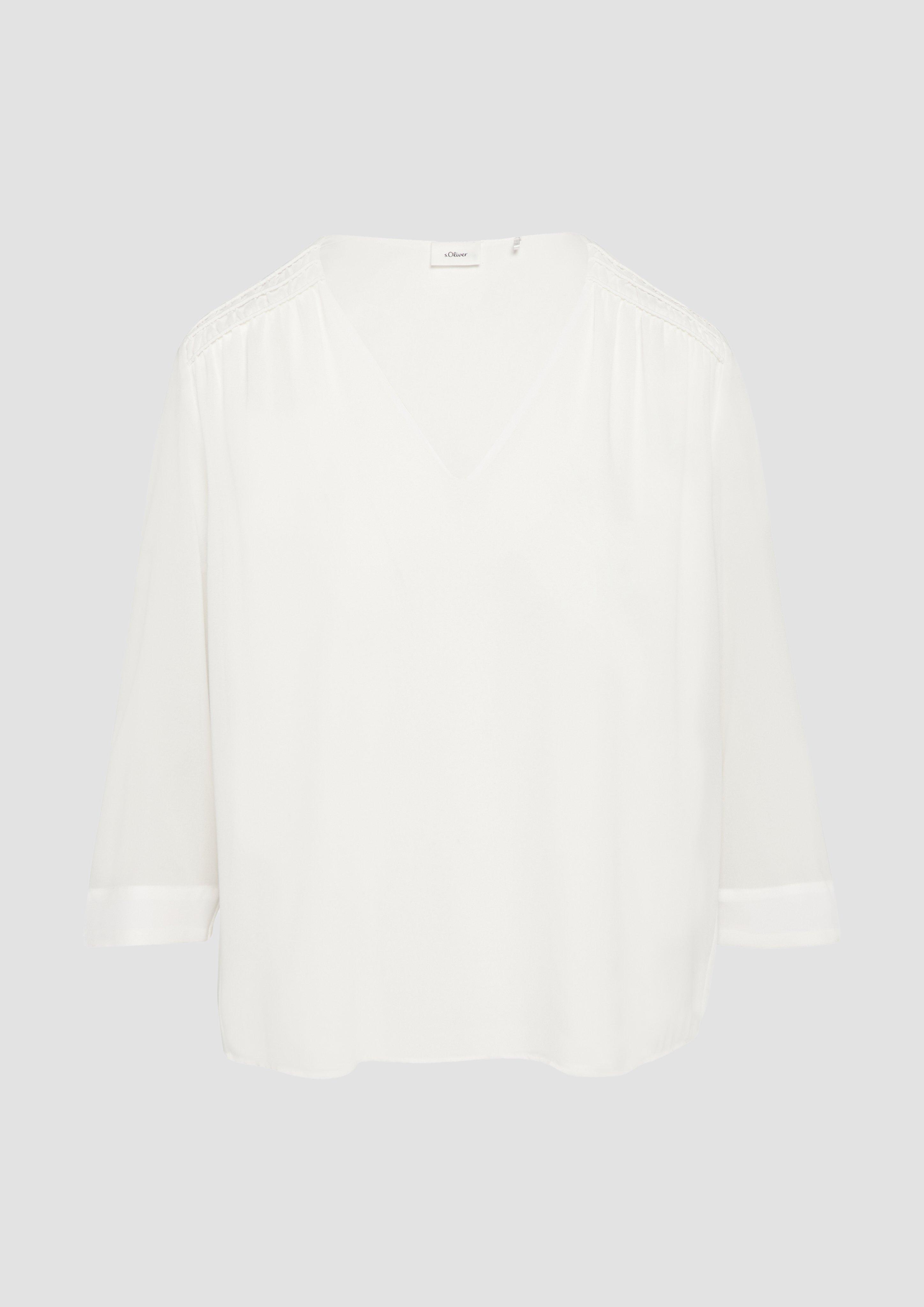 s.Oliver - Chiffon-Bluse mit Smokdetails, Damen, creme