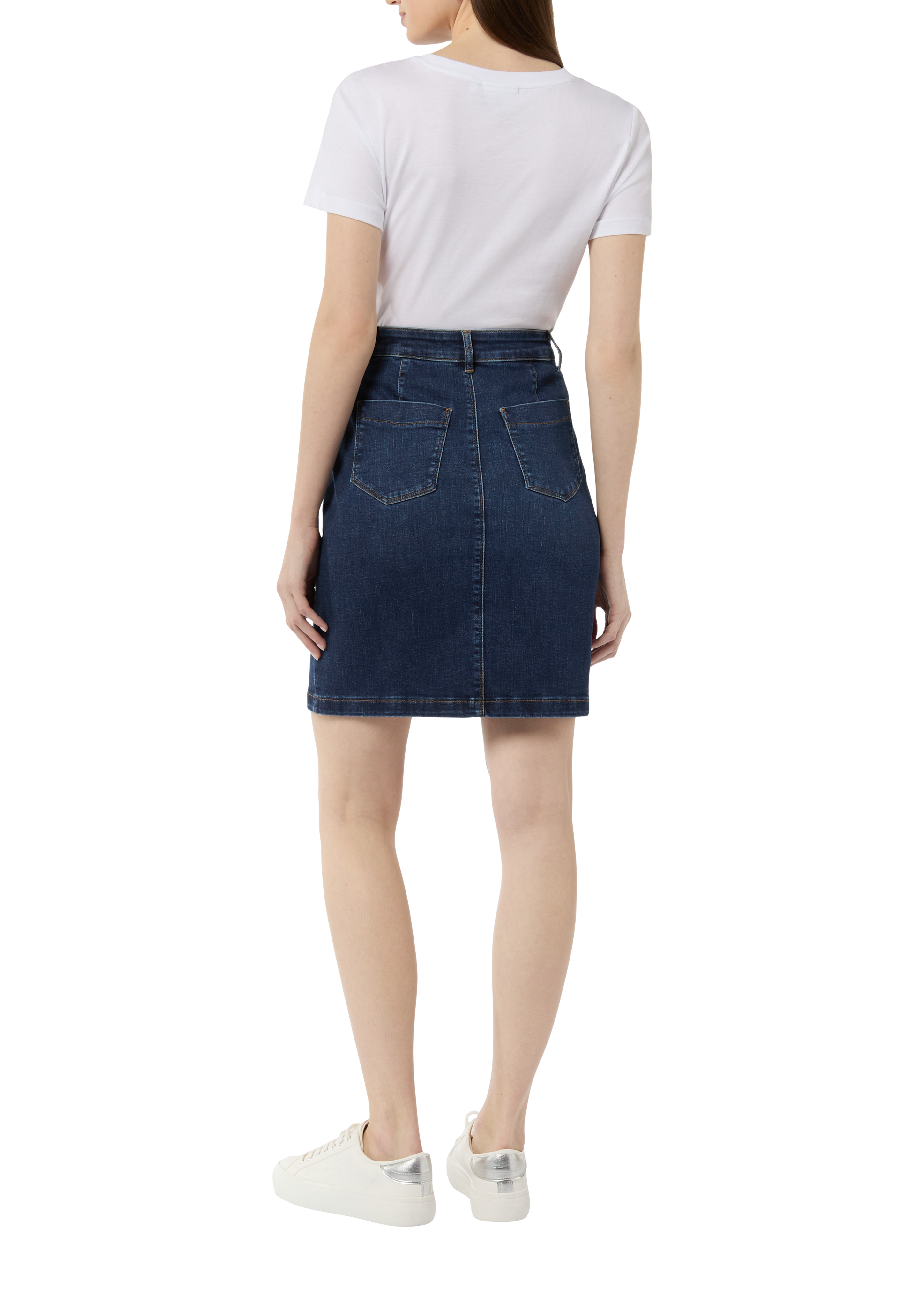 Denim skirt with slit at the front - Blue | SCAYLE