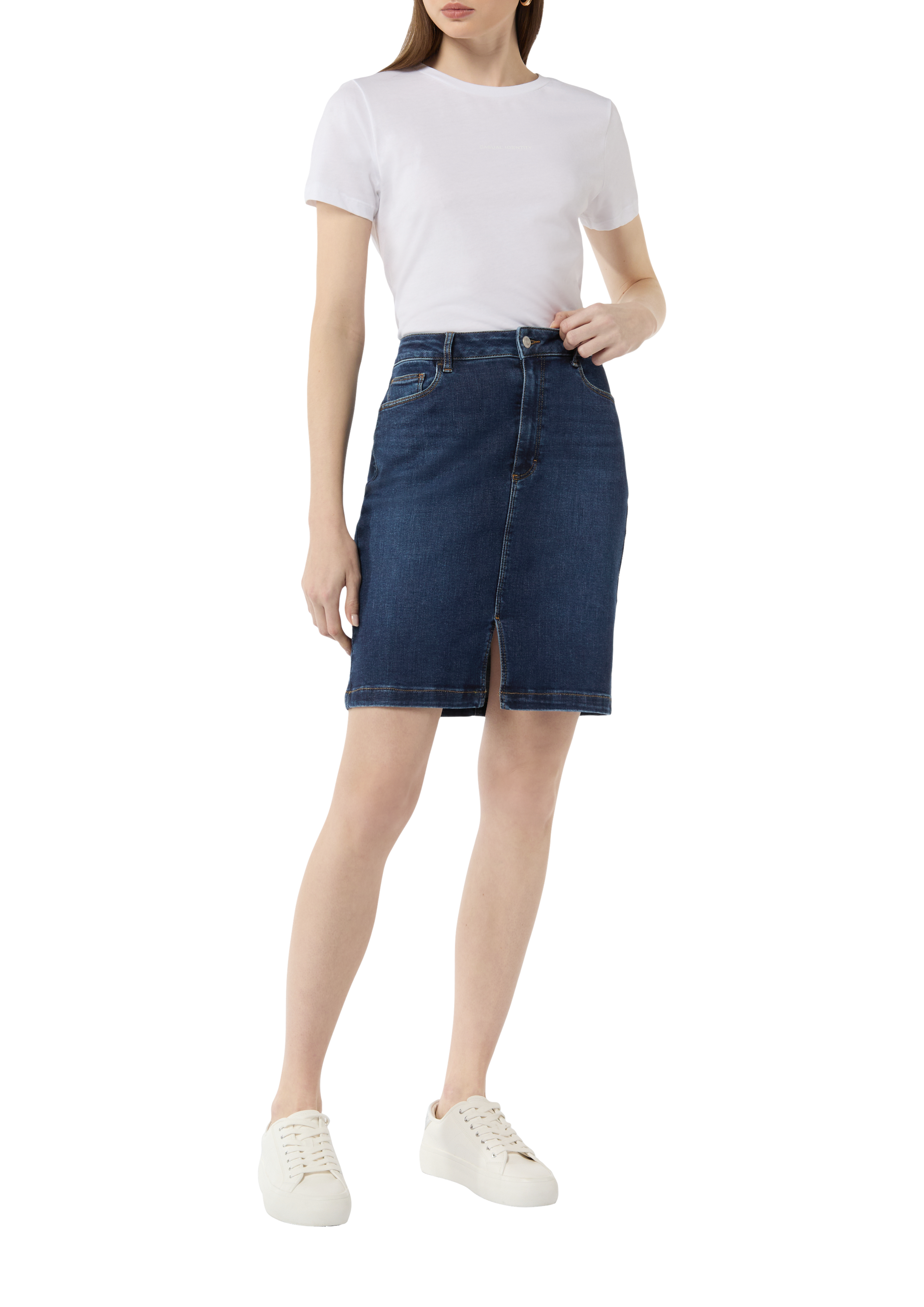 ★E.B.M★ Diagonal cut detail denim skirt EMP3DSK020 0400021115595_HEAVYVINTAGEINDI