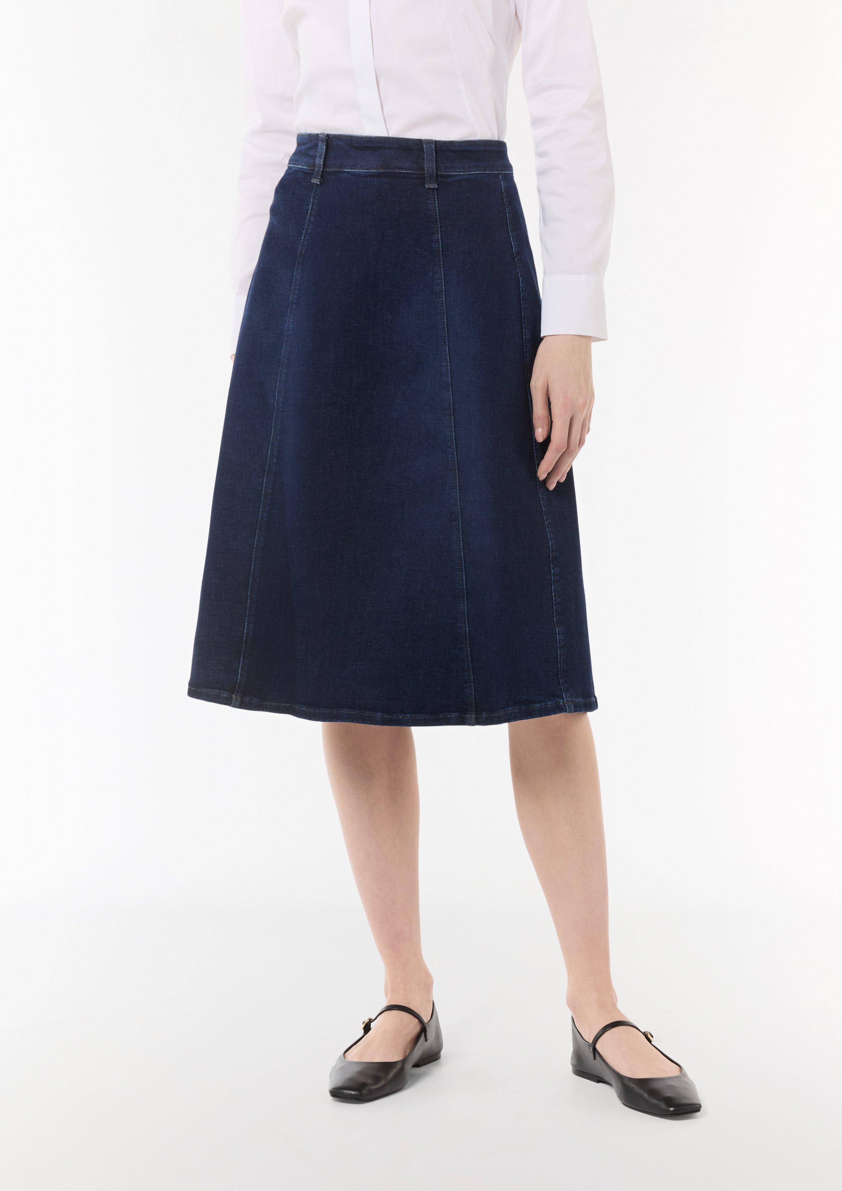Stretch denim midi skirt - navy | Comma Stretch denim midi skirt - navy | Comma