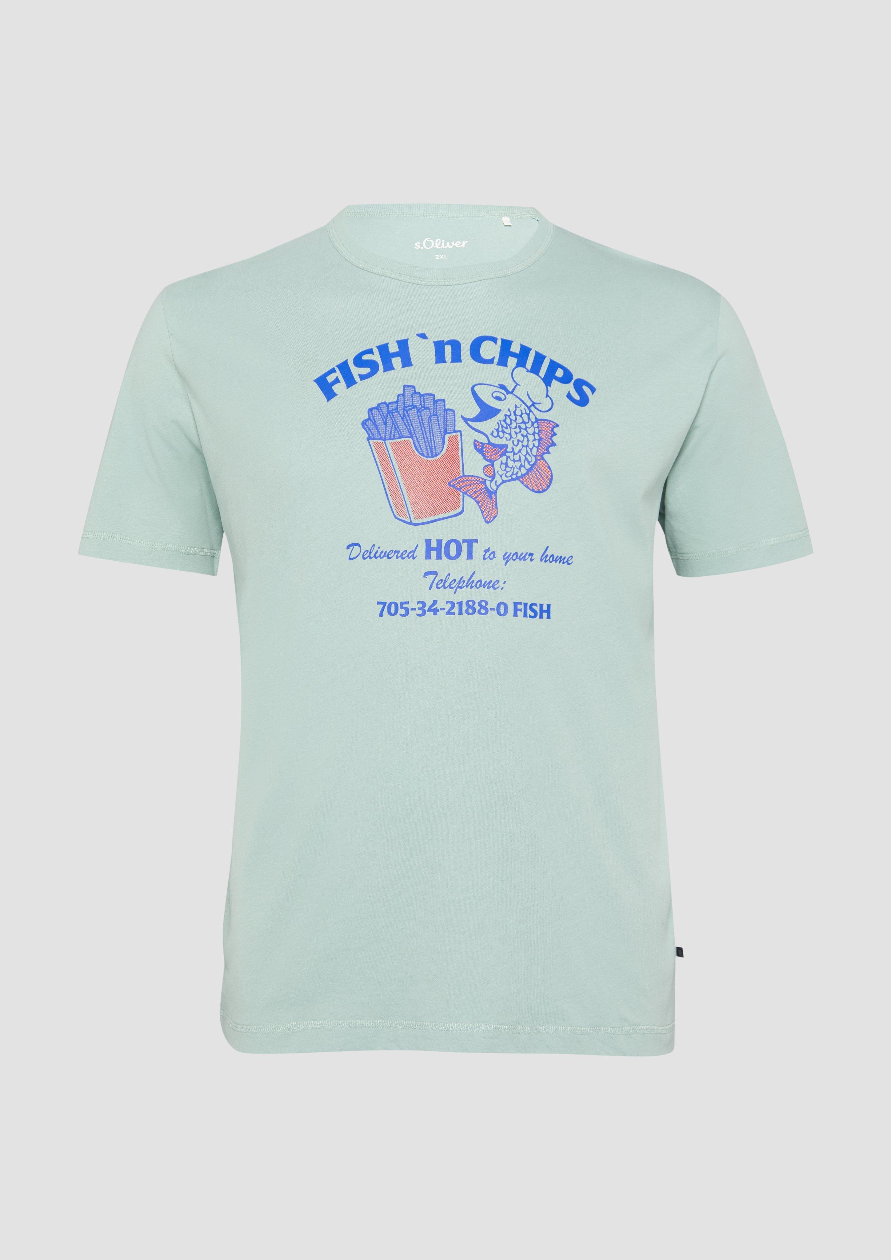 Thumbnail - s.Oliver - Baumwollshirt mit Frontprint, Herren, grün
