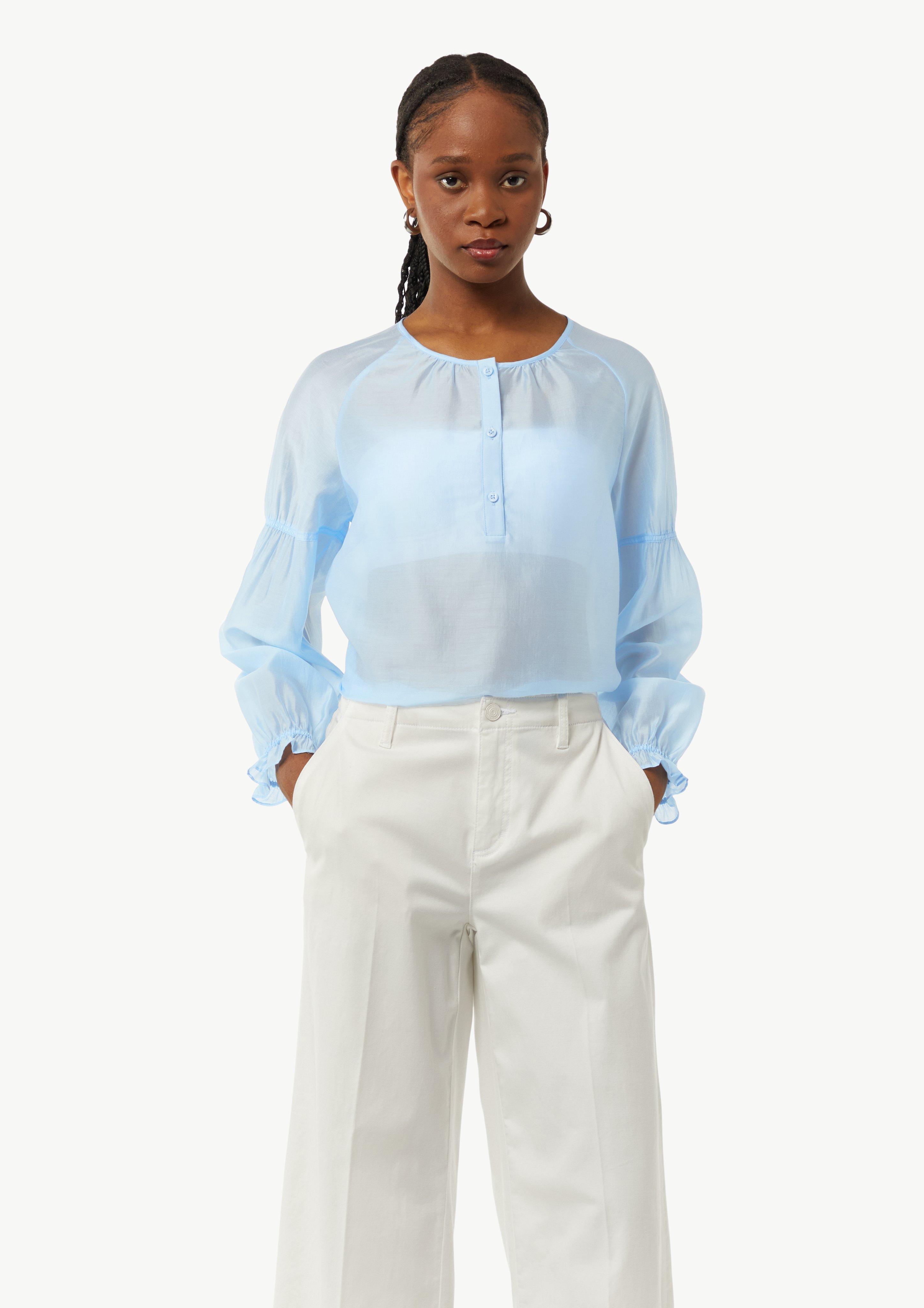 Sheer organza blouse with patch pockets - white | Comma Sheer organza blouse with patch pockets - white | Comma