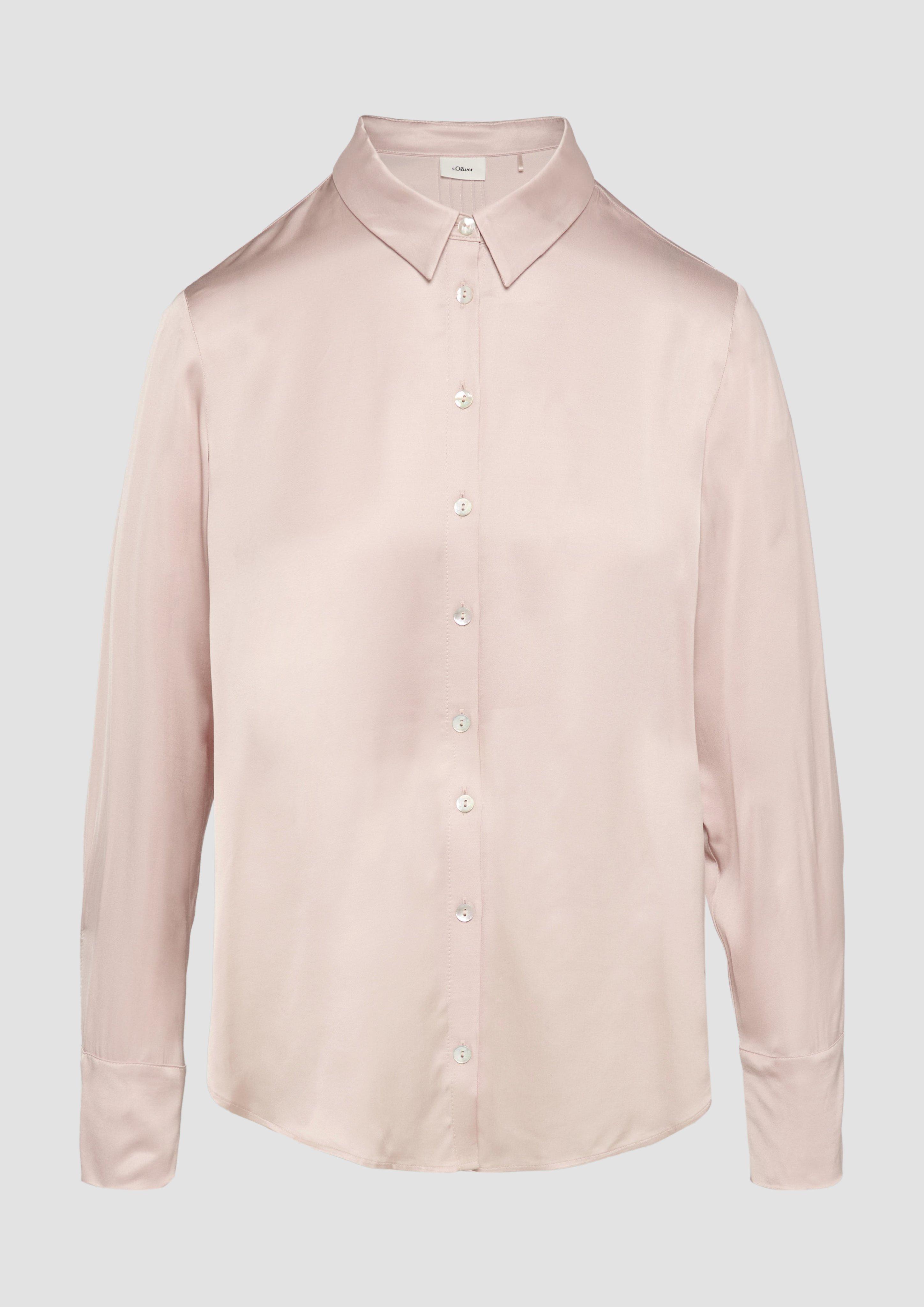 s.Oliver - Satinierte Longbluse mit Falten-Details, Damen, Rosa