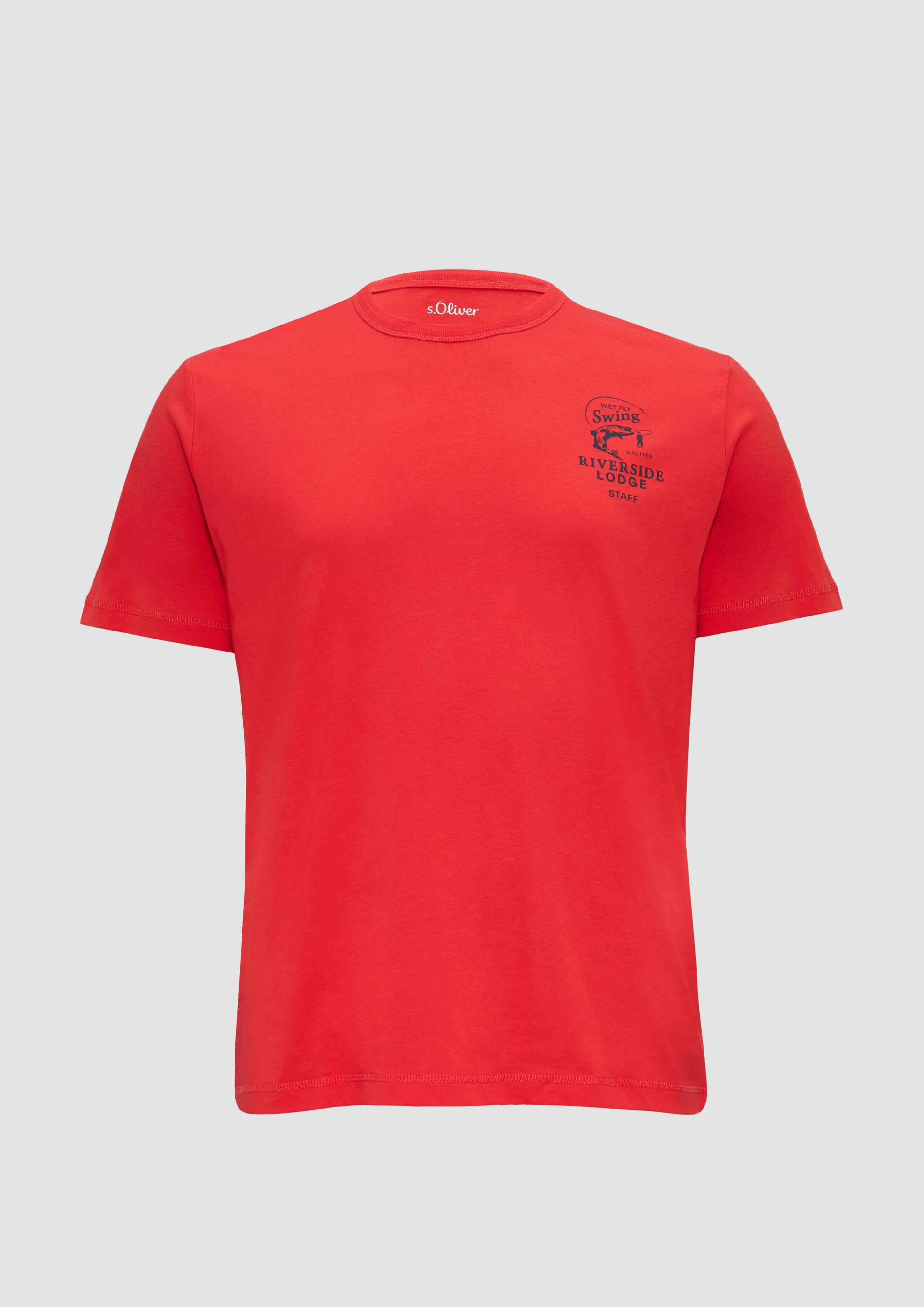 s.Oliver - Baumwollshirt mit Frontprint, Herren, rot