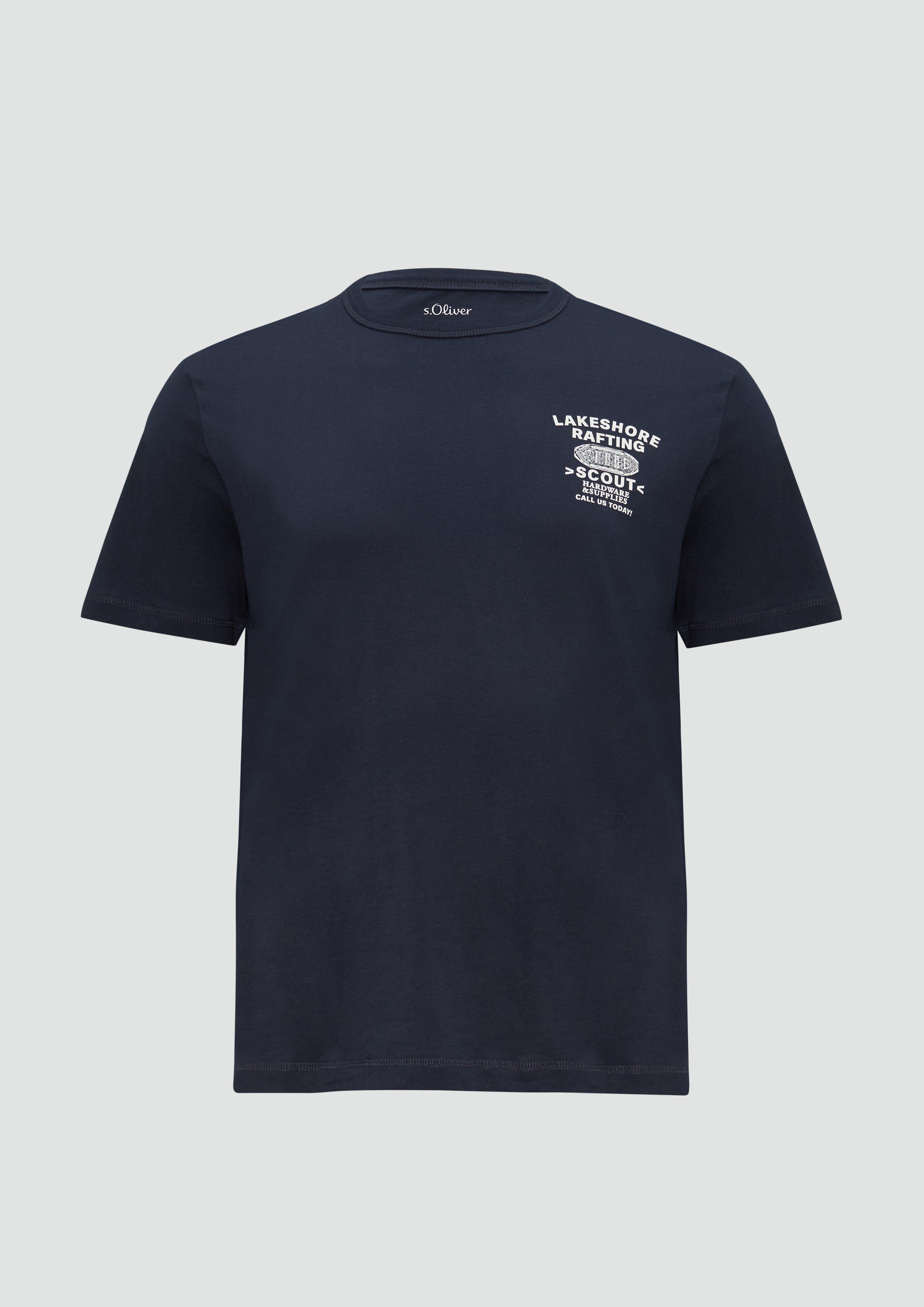 s.Oliver - Baumwollshirt mit Frontprint, Herren, blau
