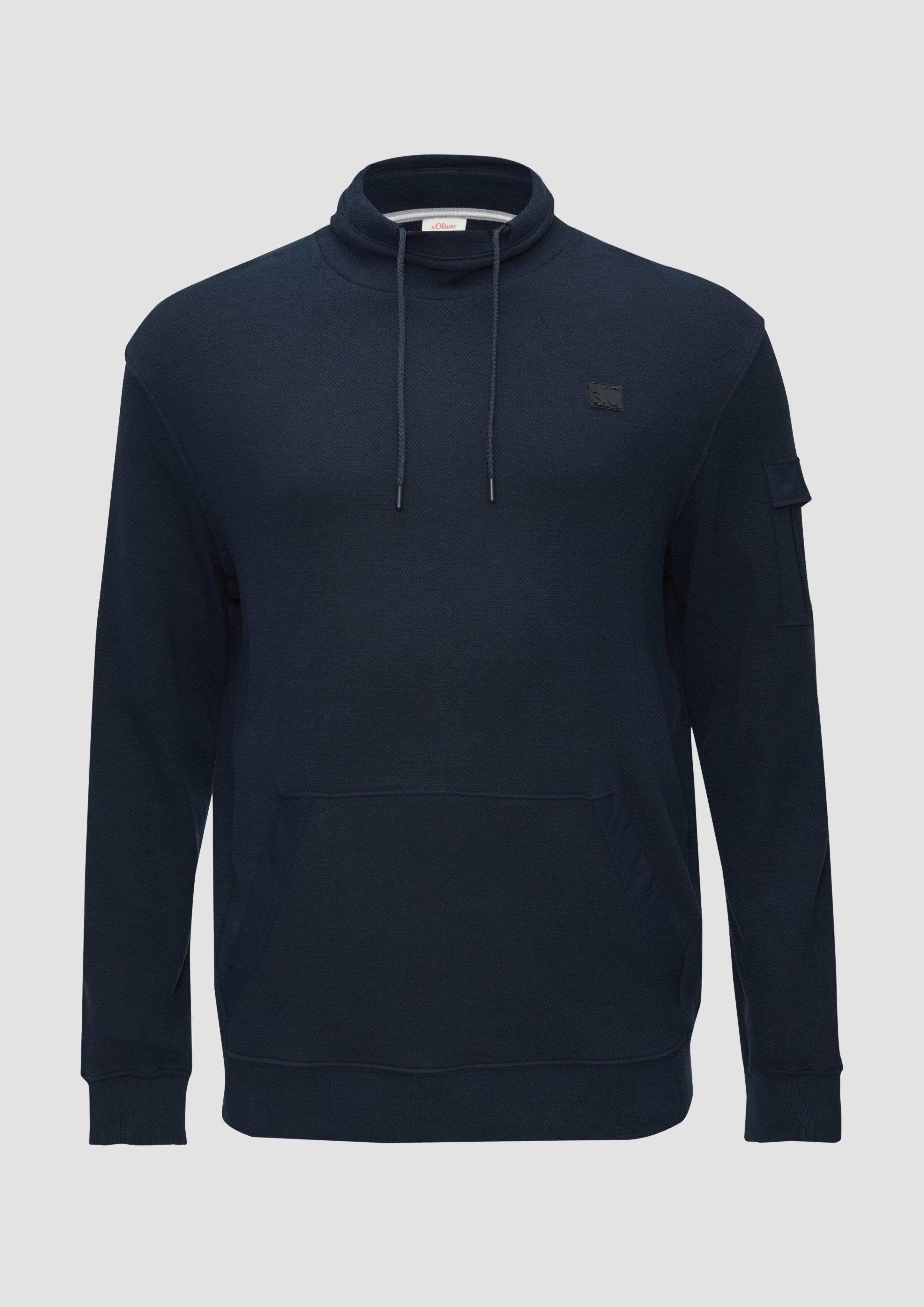 Thumbnail - s.Oliver - Sweatshirt mit Kängurutasche und Stehkragen, Herren, blau