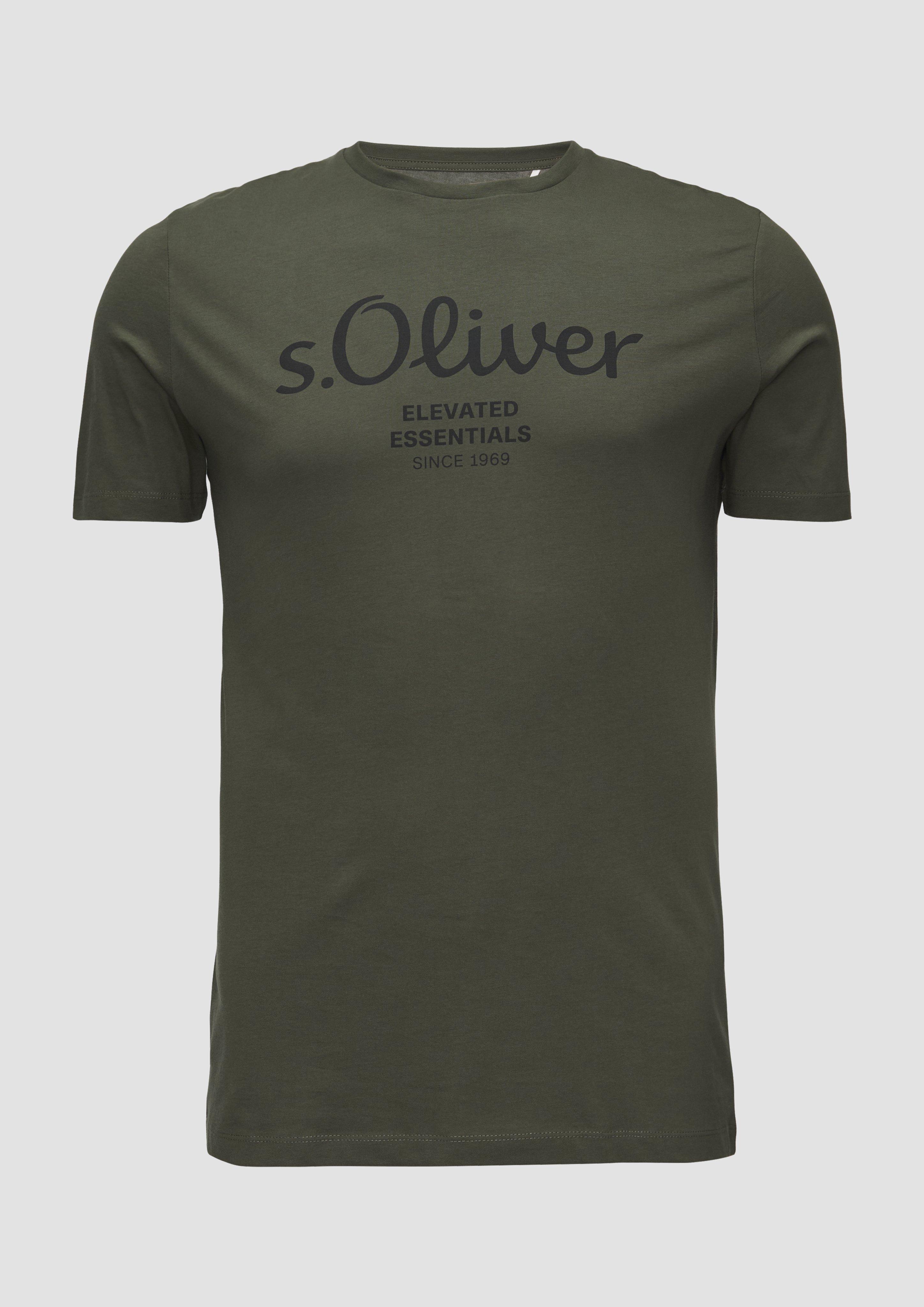 s.Oliver - T-Shirt mit Logo-Print, Herren, Grün