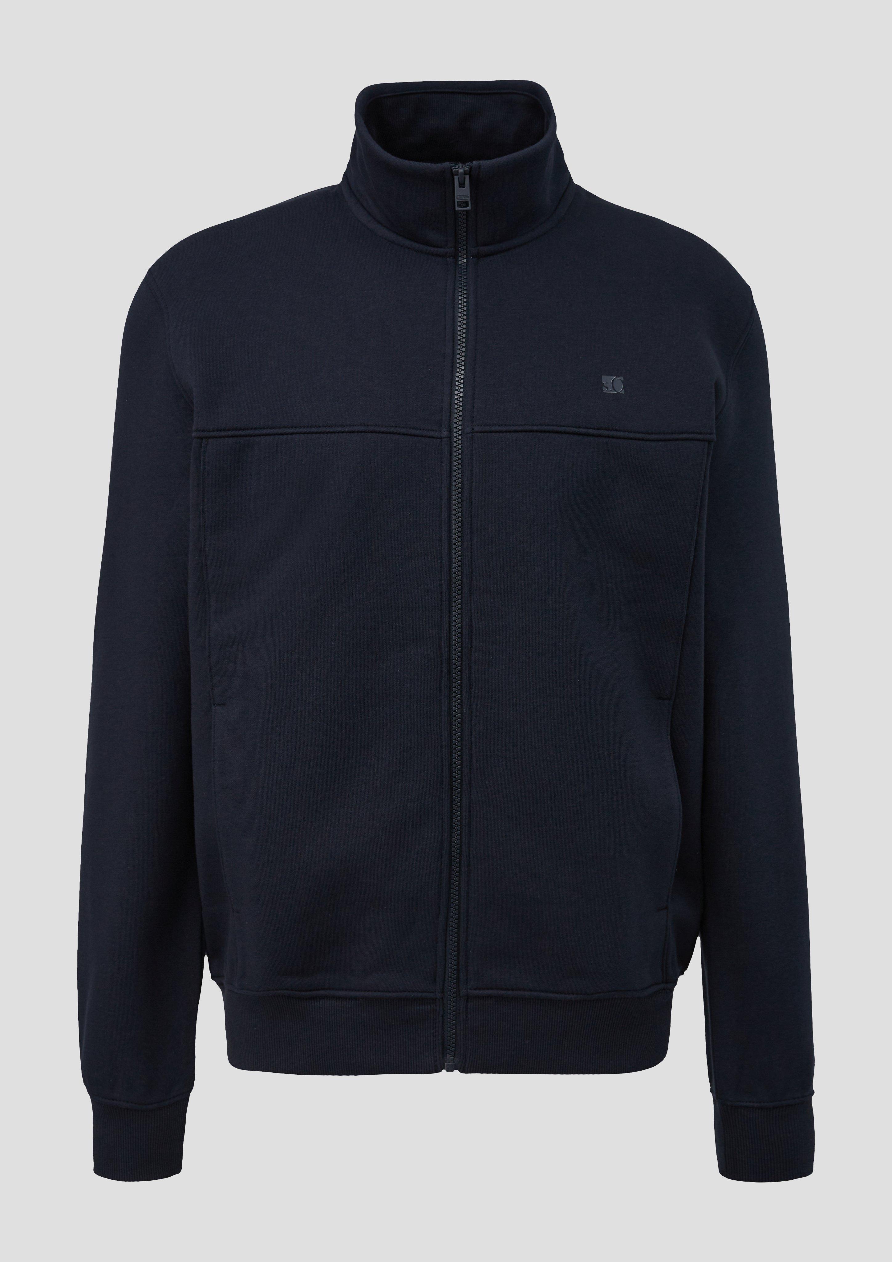 Veste sweat-shirt en coton mélangé - bleu marine | s.Oliver