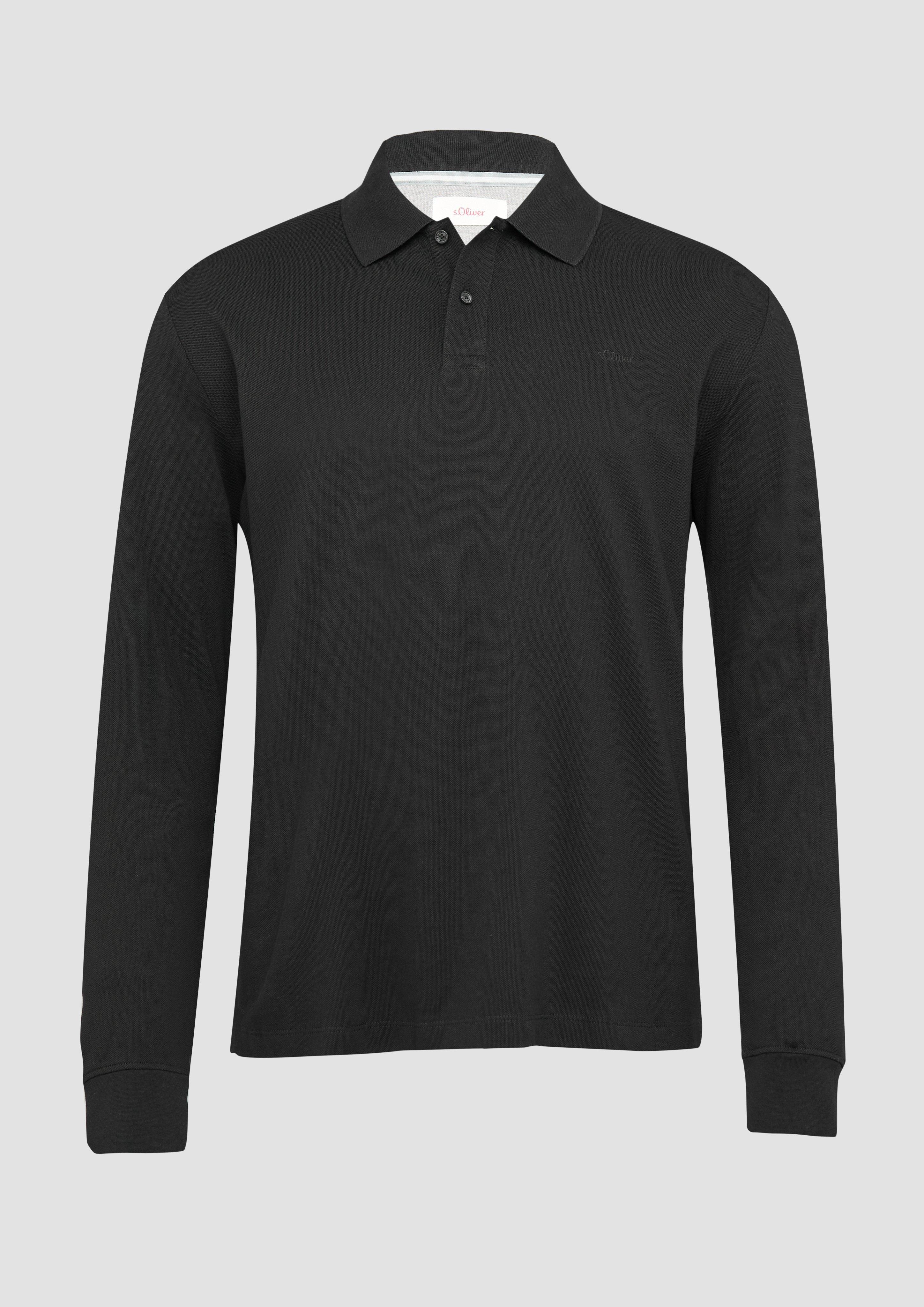 s.Oliver - Poloshirt aus Piqué mit Logo-Stickerei, Herren, schwarz