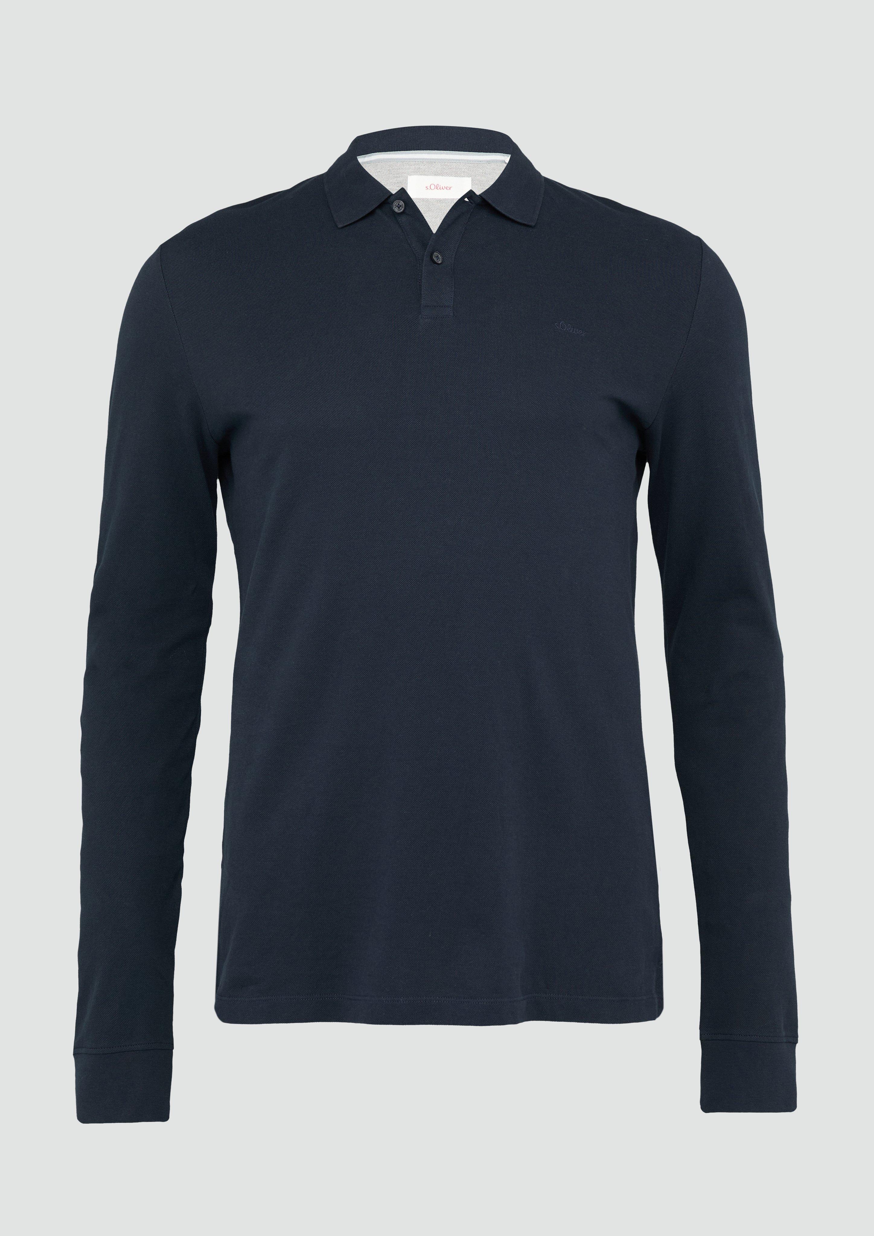 s.Oliver - Poloshirt aus Piqué mit Logo-Stickerei, Herren, blau