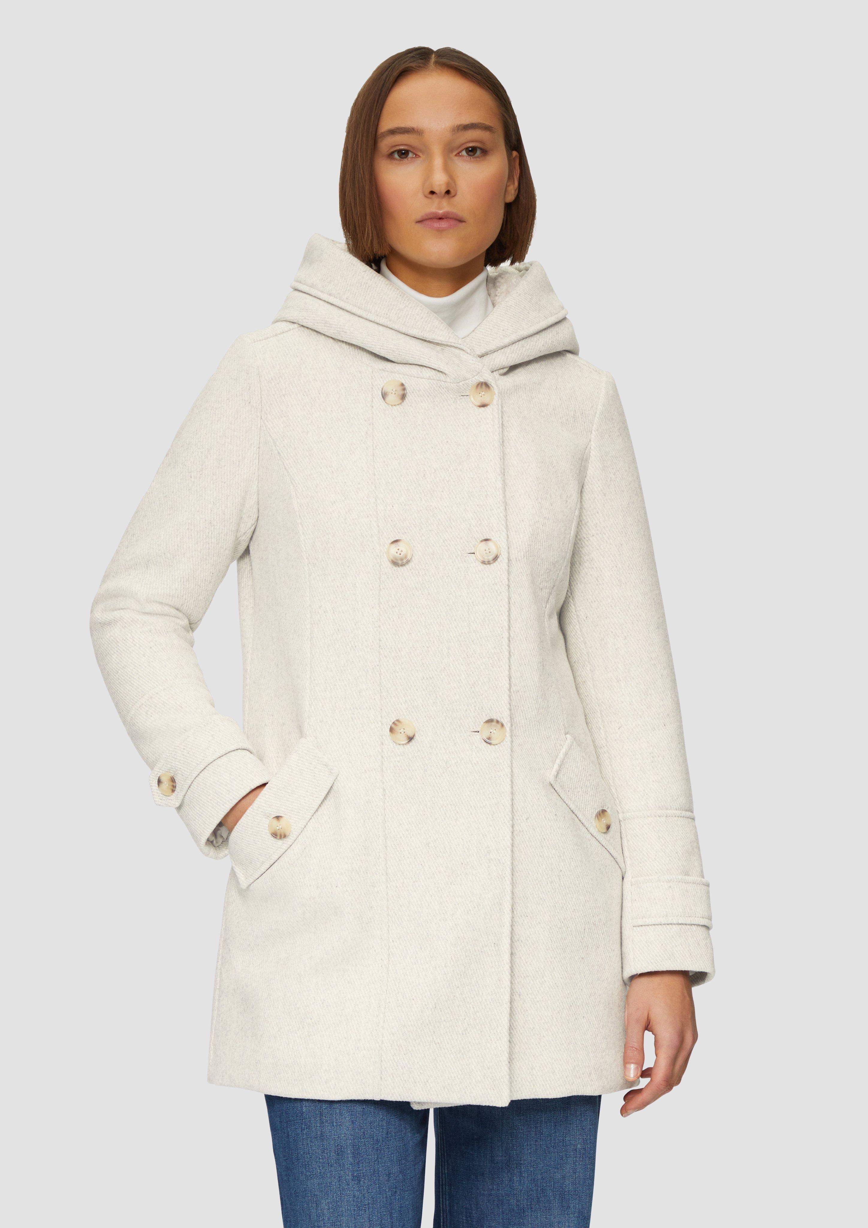 Textured wool coat with plush lining - transparent | s.Oliver Textured wool coat with plush lining - transparent | s.Oliver