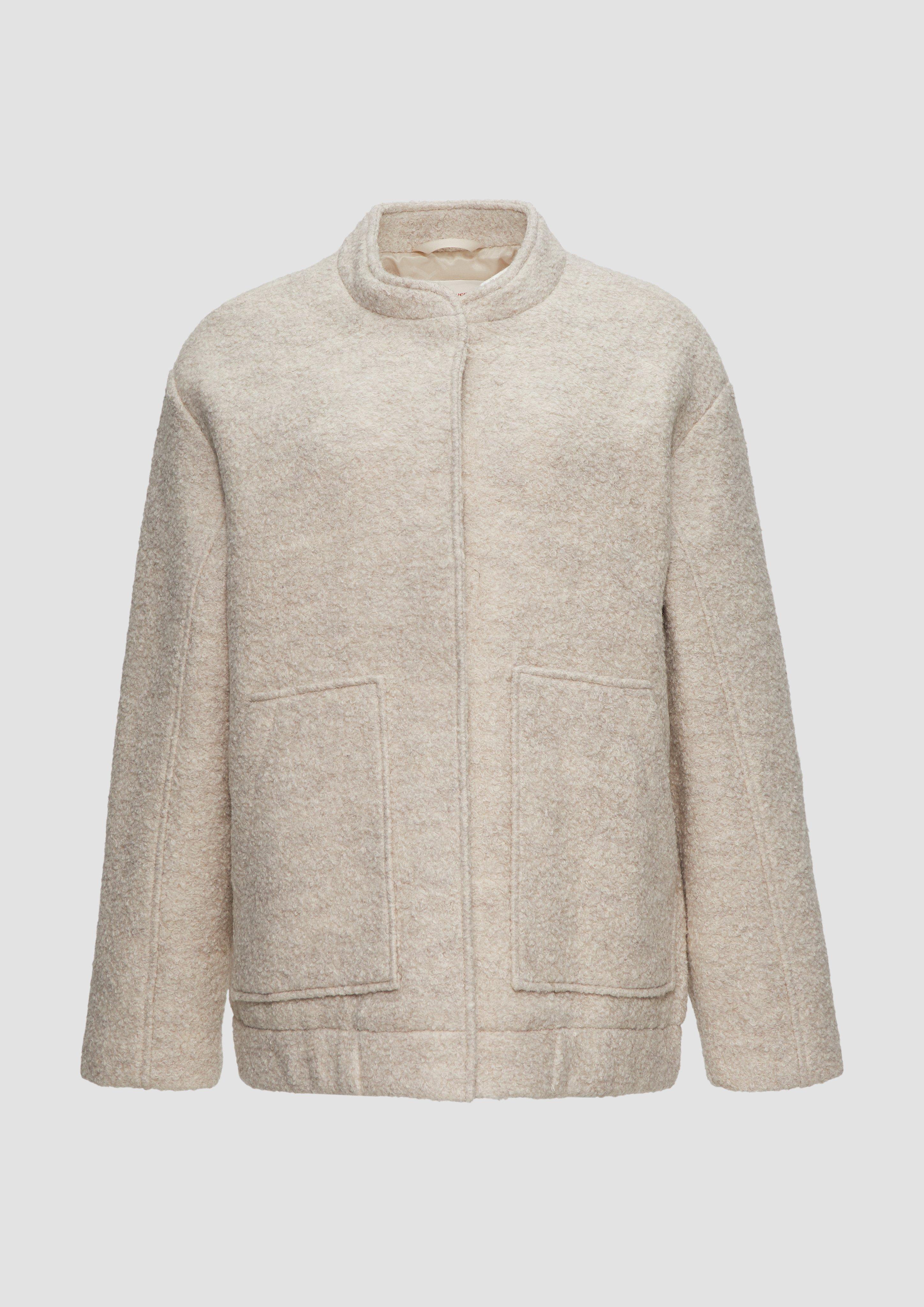 s.Oliver - Bouclé-Bomberjacke aus Wollmix, Damen, Beige