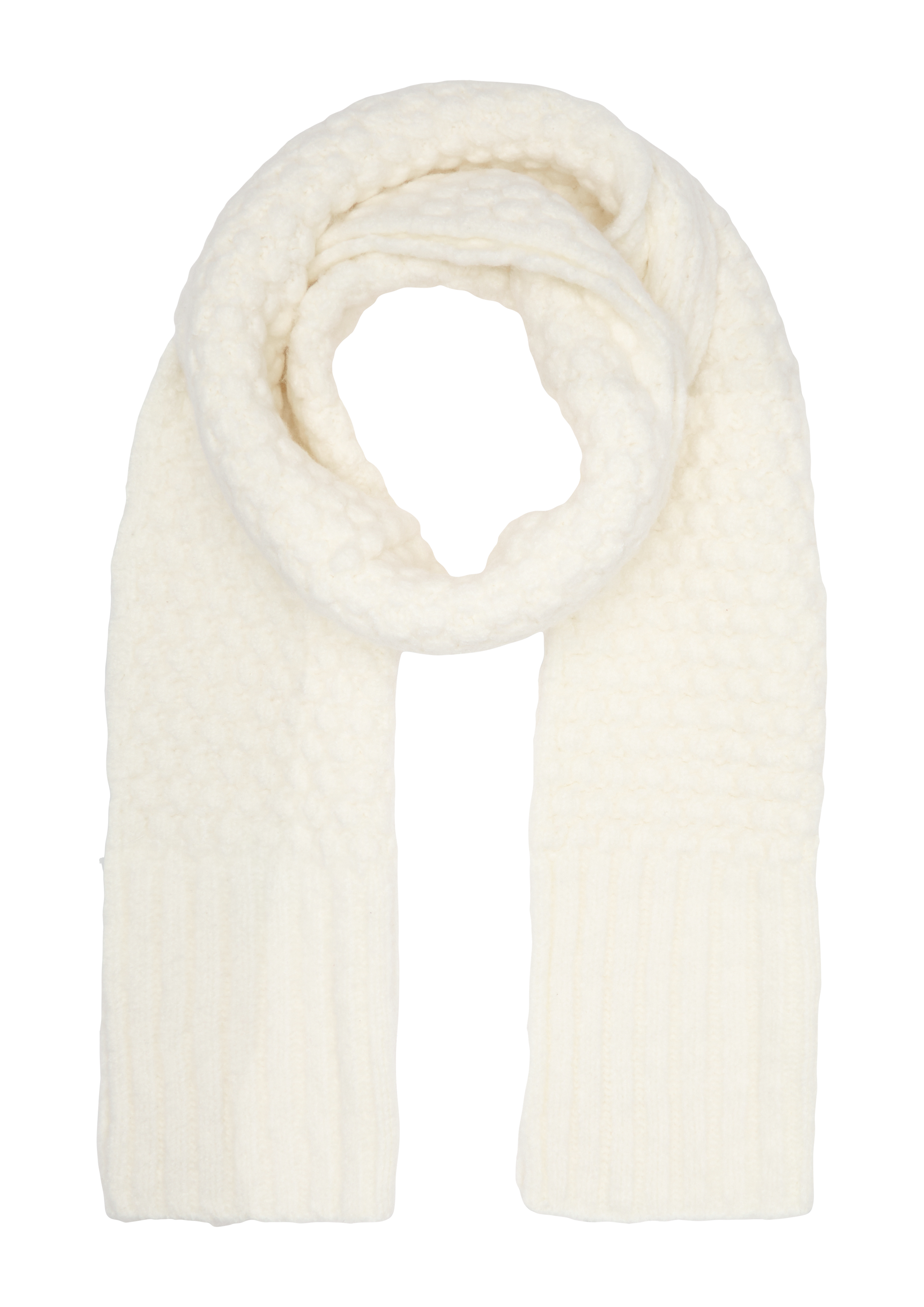 QS - Schal mit Musterstruktur, Damen, creme