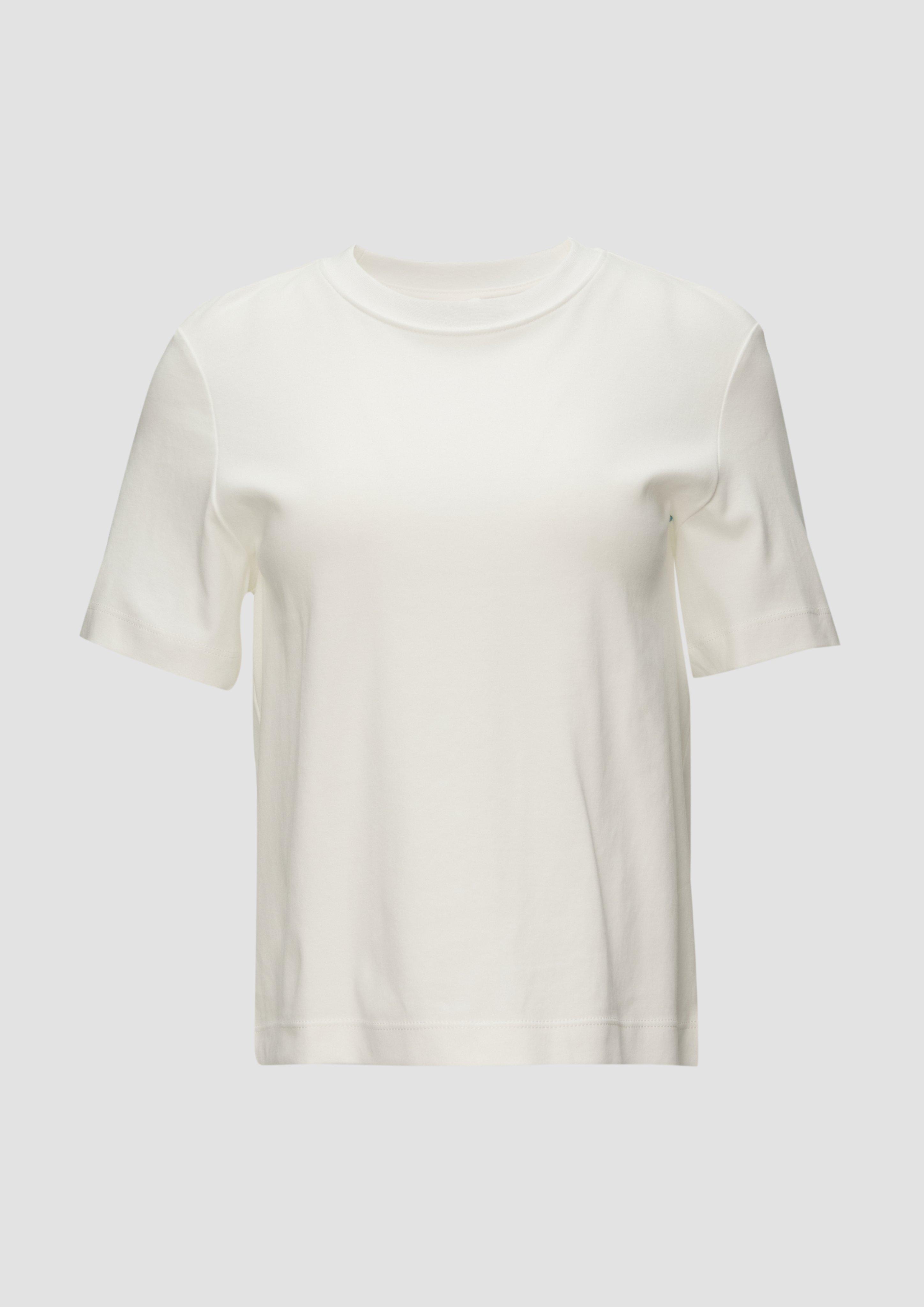 s.Oliver - Verkürztes T-Shirt mit Crew Neck, Damen, creme