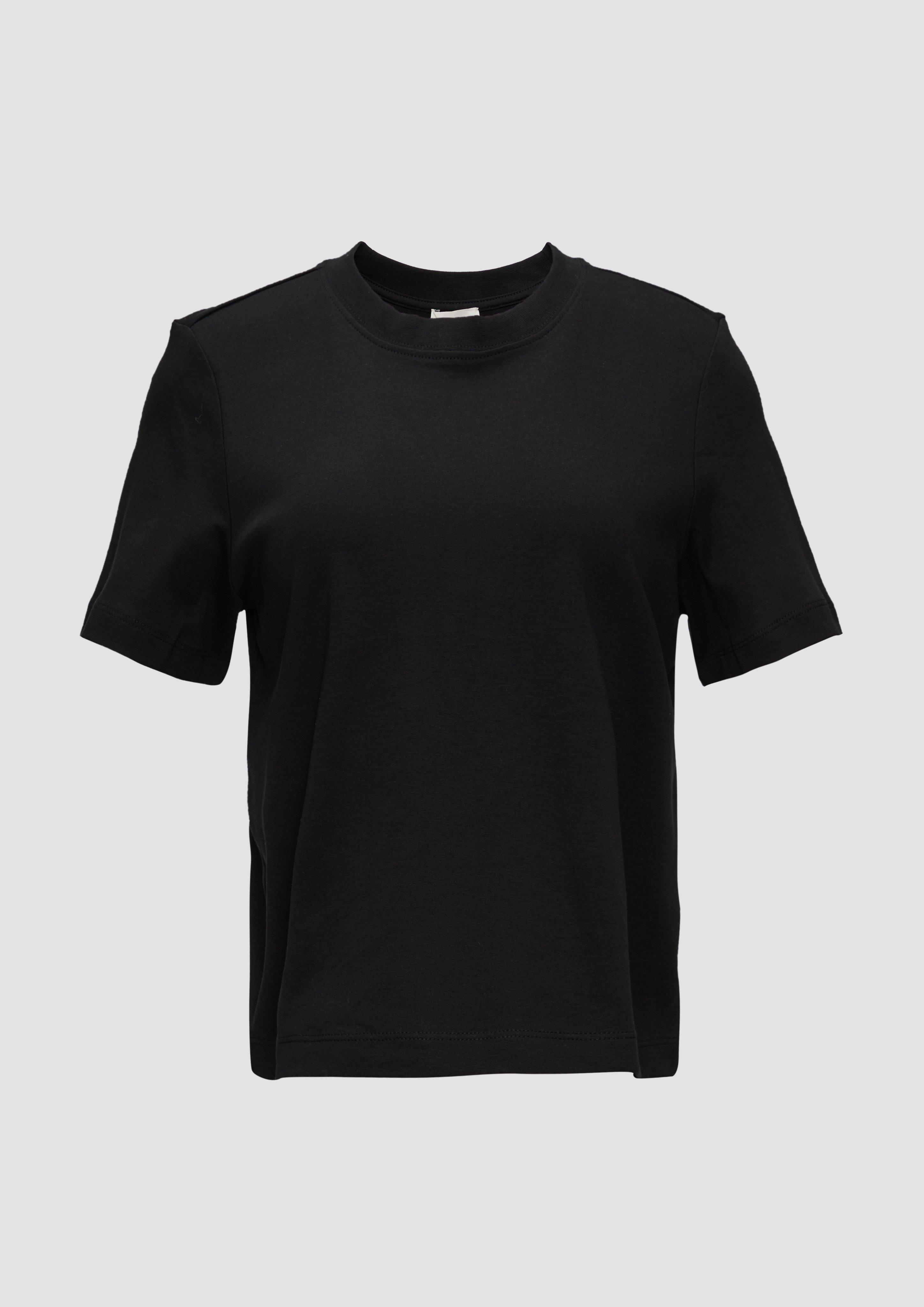 s.Oliver - Verkürztes T-Shirt mit Crew Neck, Damen, schwarz