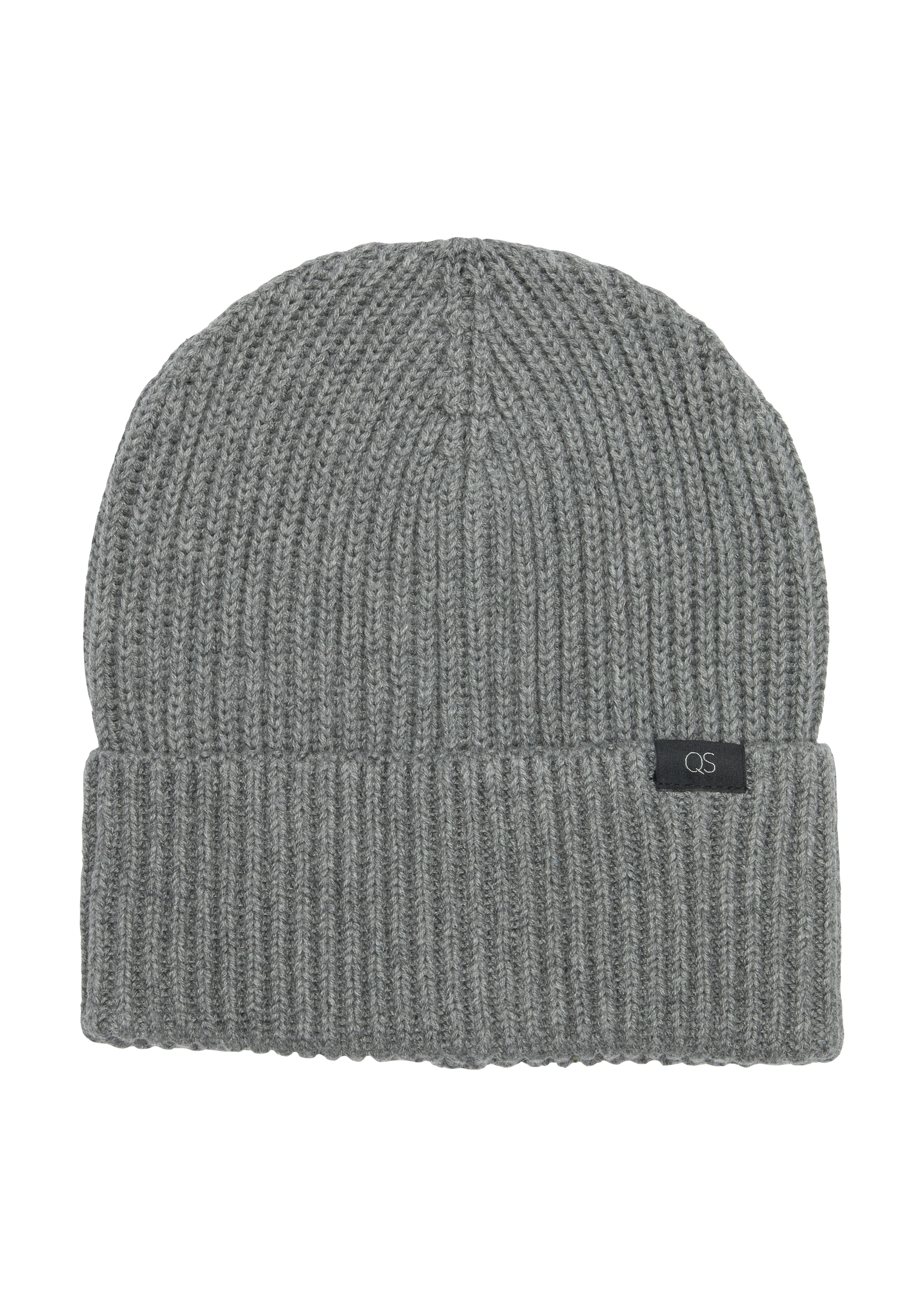 QS - Gerippte Strickmütze aus Baumwolle, Herren, grau