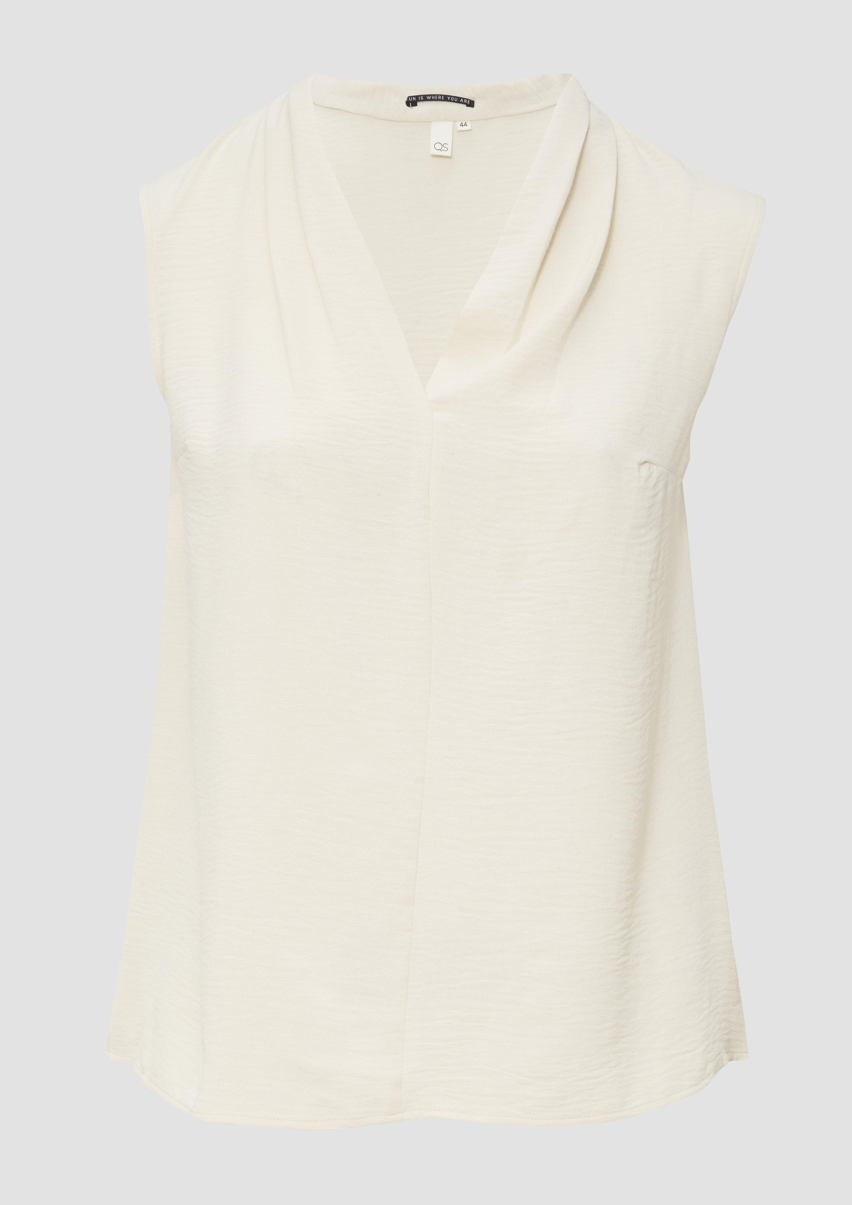 QS - Ärmellose Bluse aus Crêpe, Damen, creme