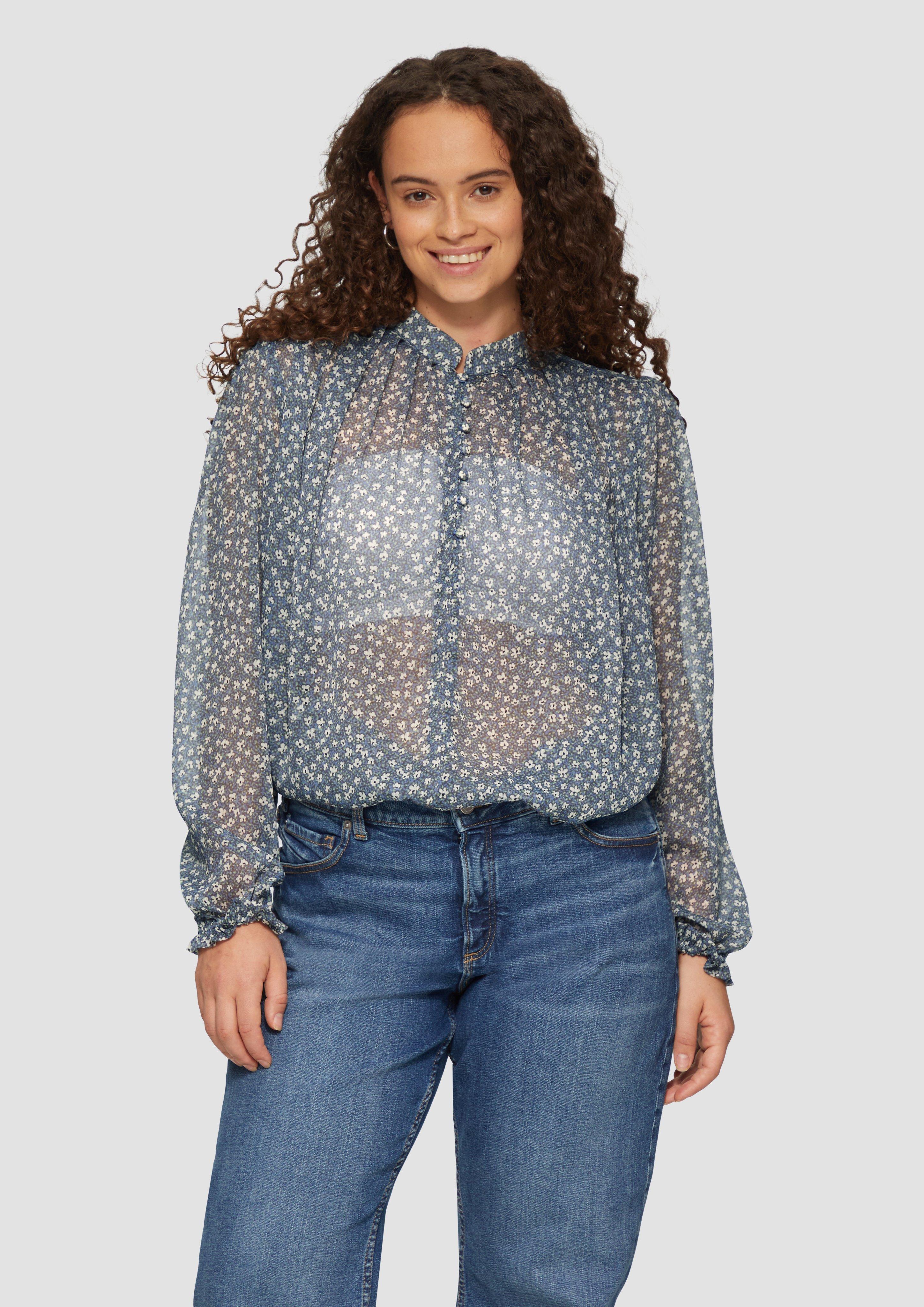 S.Oliver Leicht transparente Chiffonbluse mit Puffärmeln