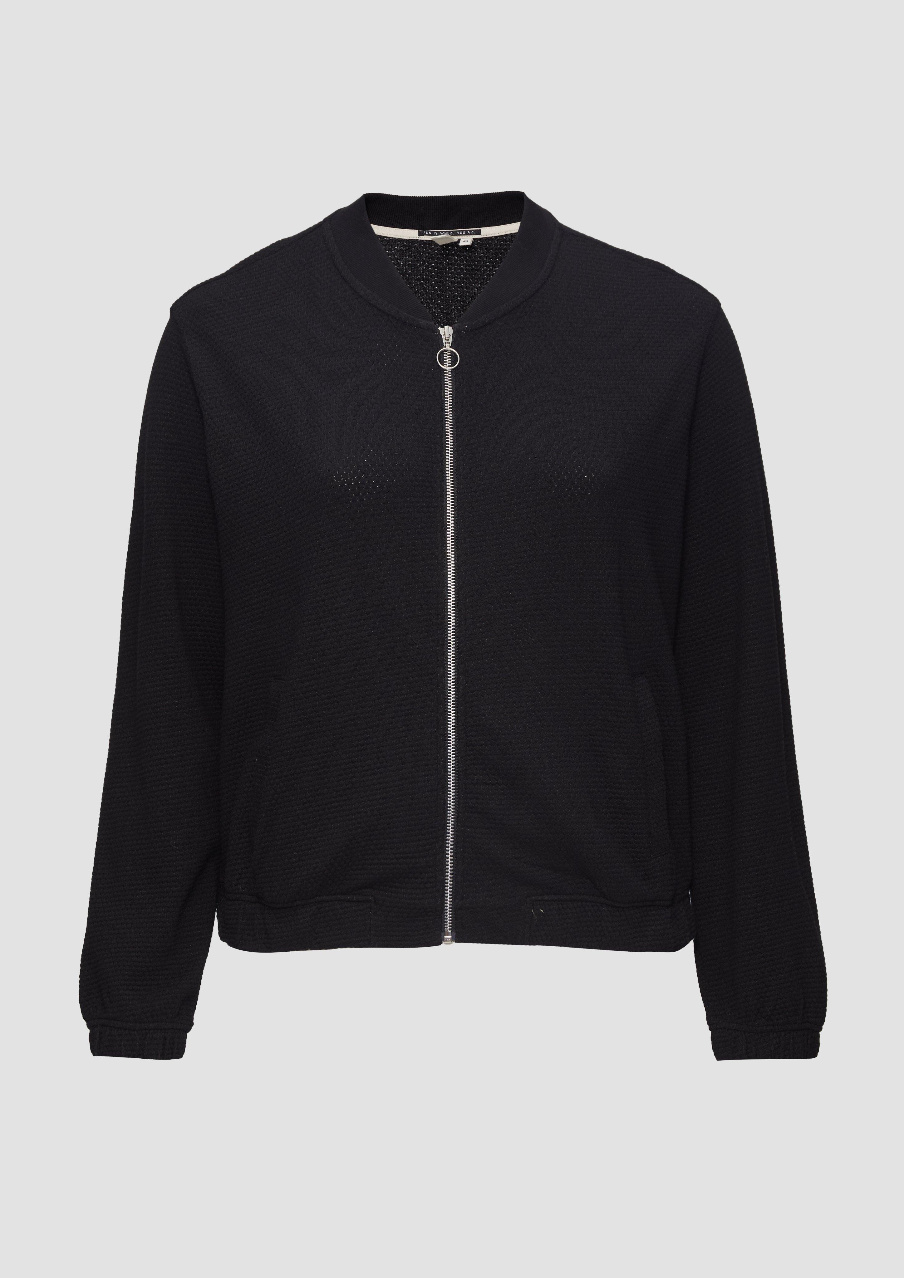 QS - Strukturierter Sweat-Blouson aus Baumwollmix, Damen, schwarz