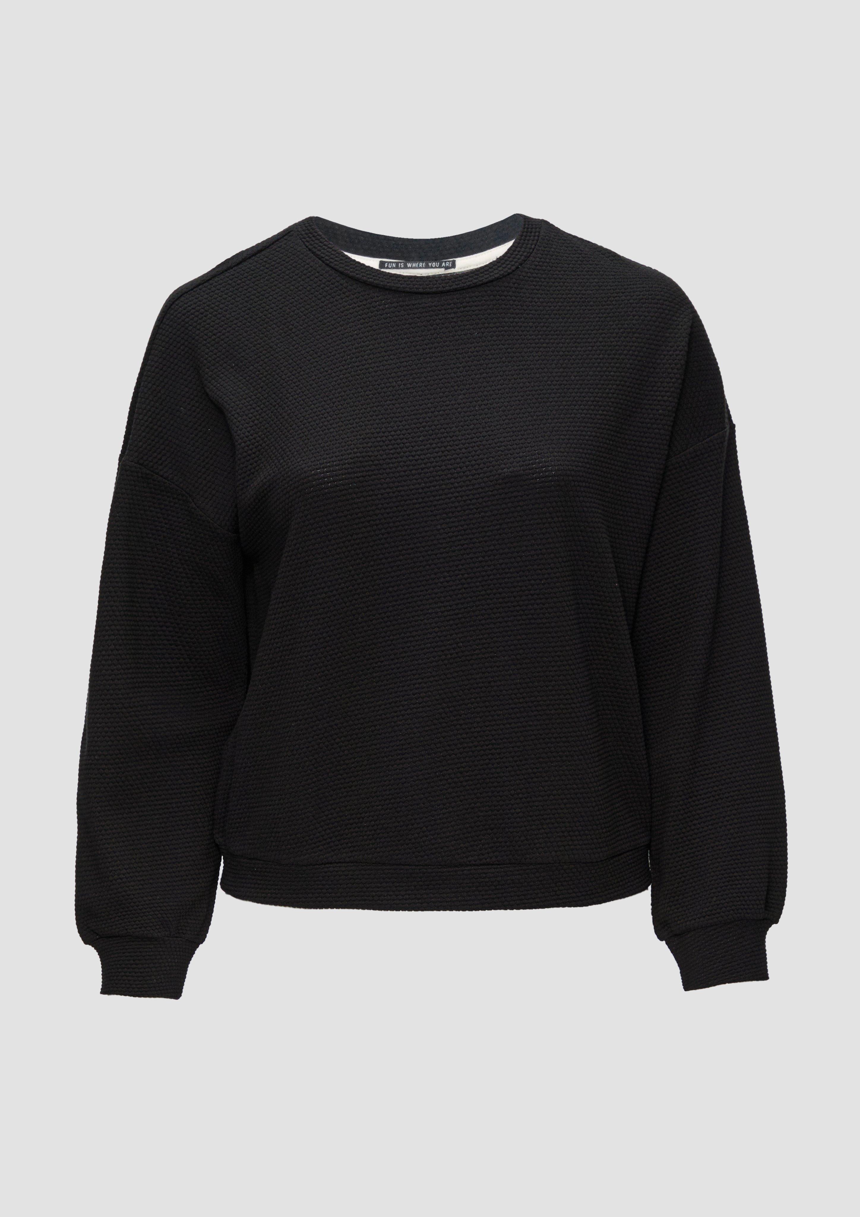 QS - Loose Fit-Sweatshirt mit Struktur, Damen, schwarz