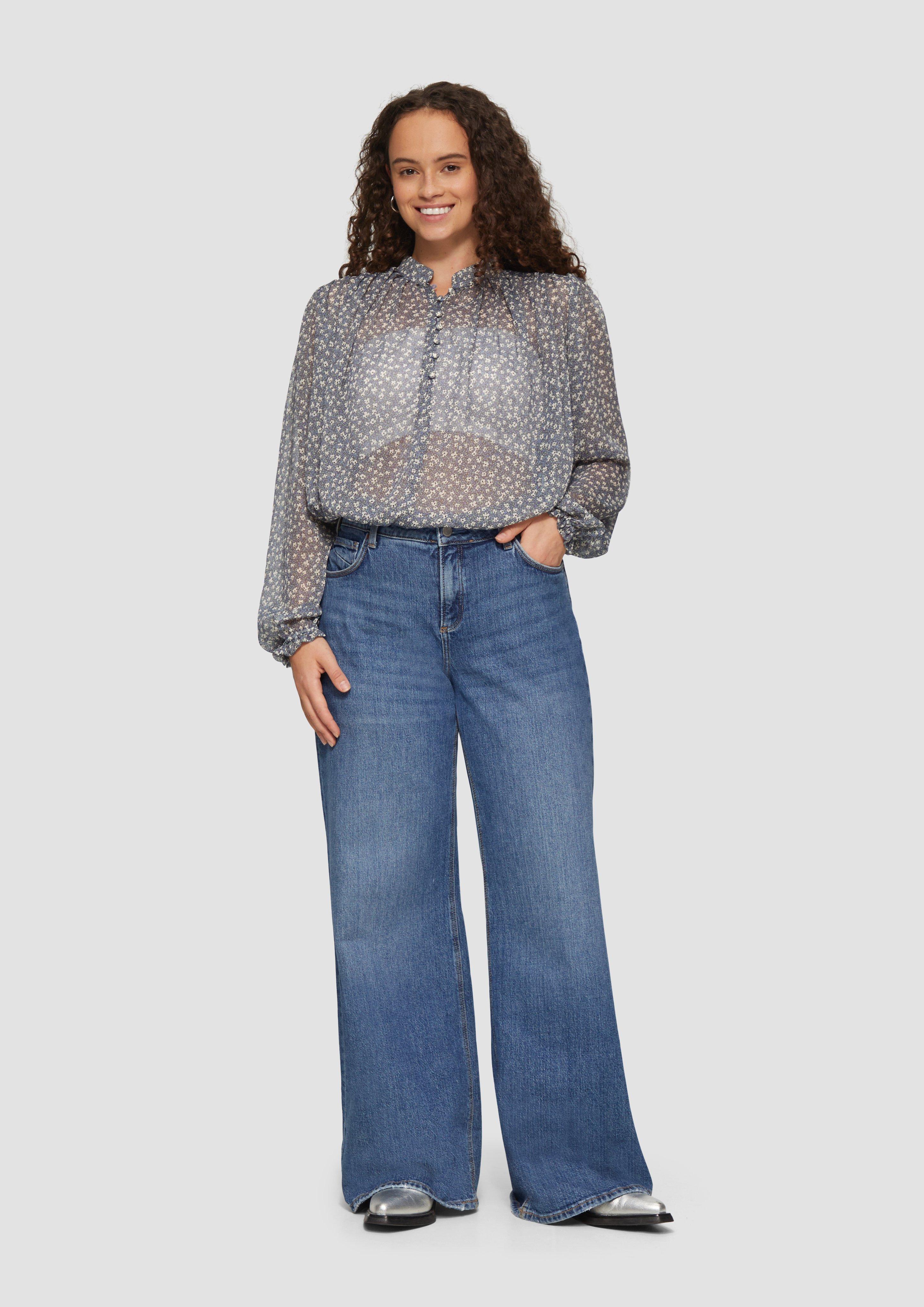 S.Oliver Jeans Curvy / Slim Fit / Mid Rise / Wide Leg / mit Umschlag