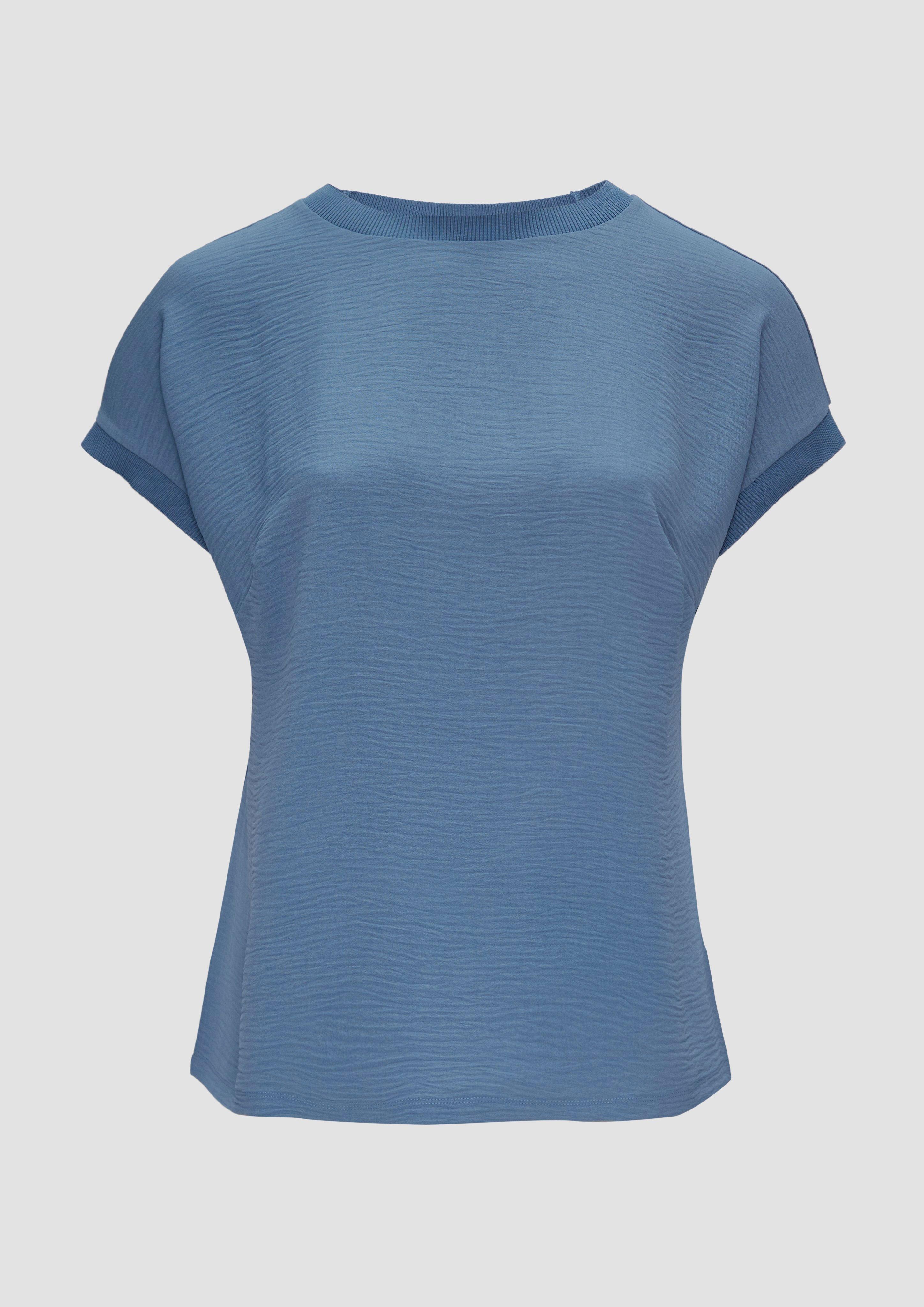 QS - Materialmix-T-Shirt im Loose Fit, Damen, blau