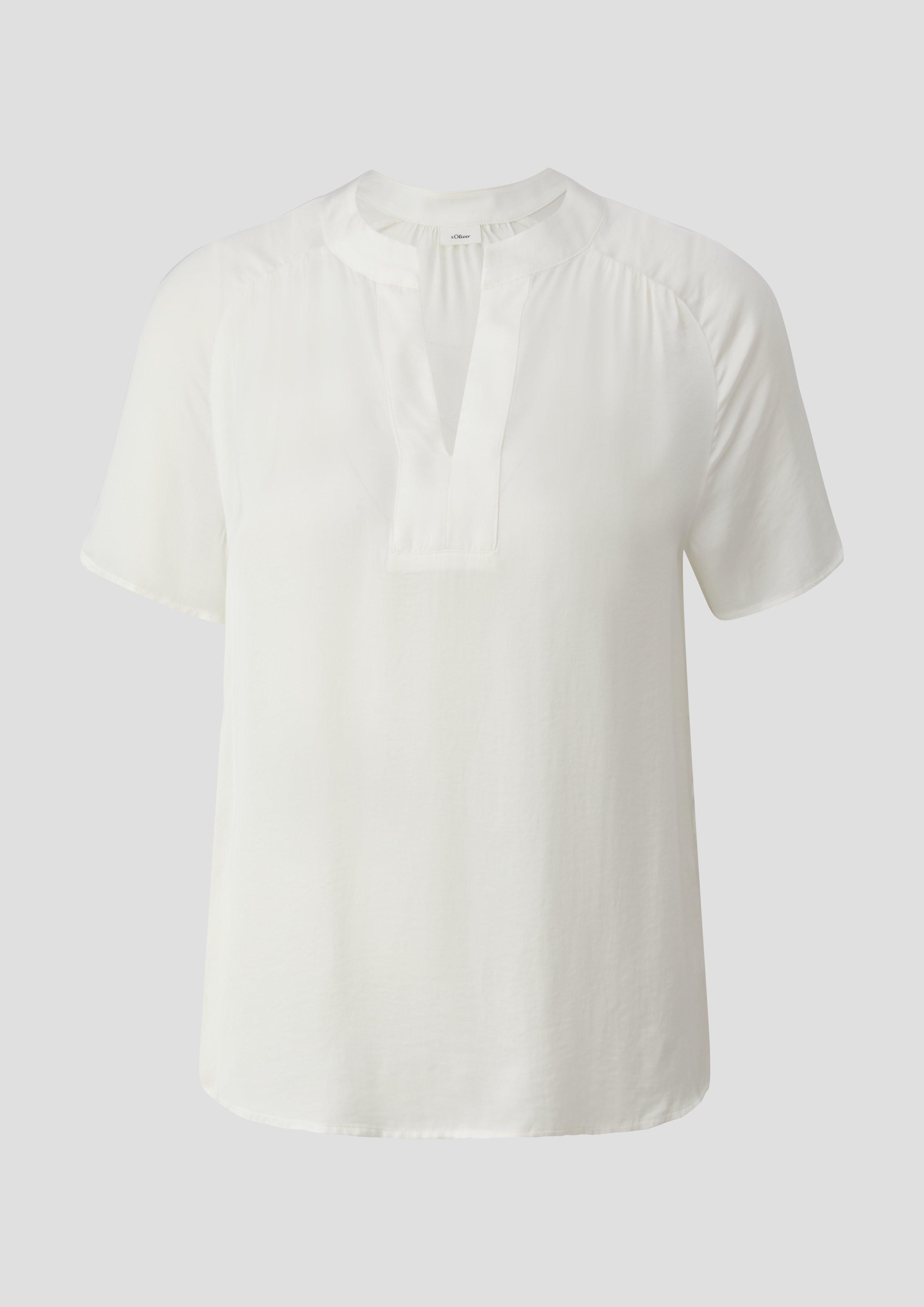 s.Oliver - Viskose-Bluse mit Tunika-Ausschnitt, Damen, creme