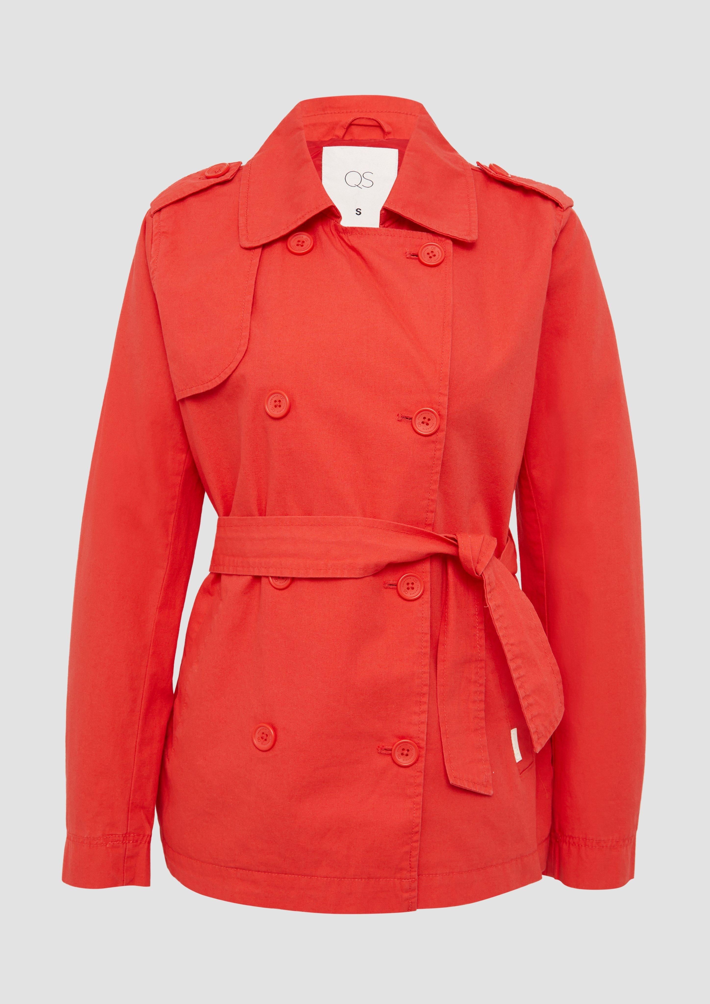 QS - Kurzer Trenchcoat aus Baumwolle mit Gürtel, Damen, rot