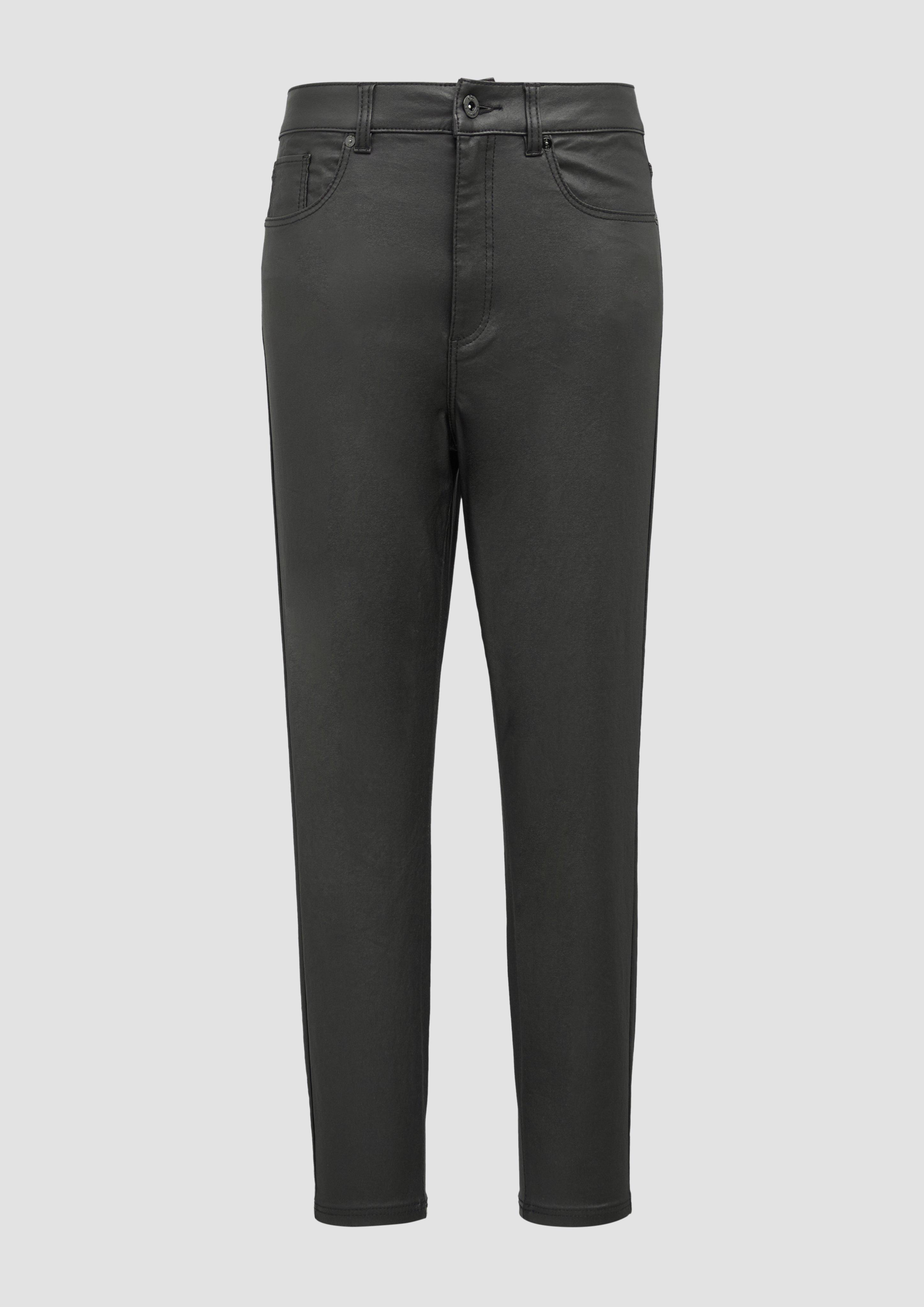 QS - Ankle-Jeans Sadie / Skinny Fit / High Rise / Skinny Leg / Coating, Damen, schwarz