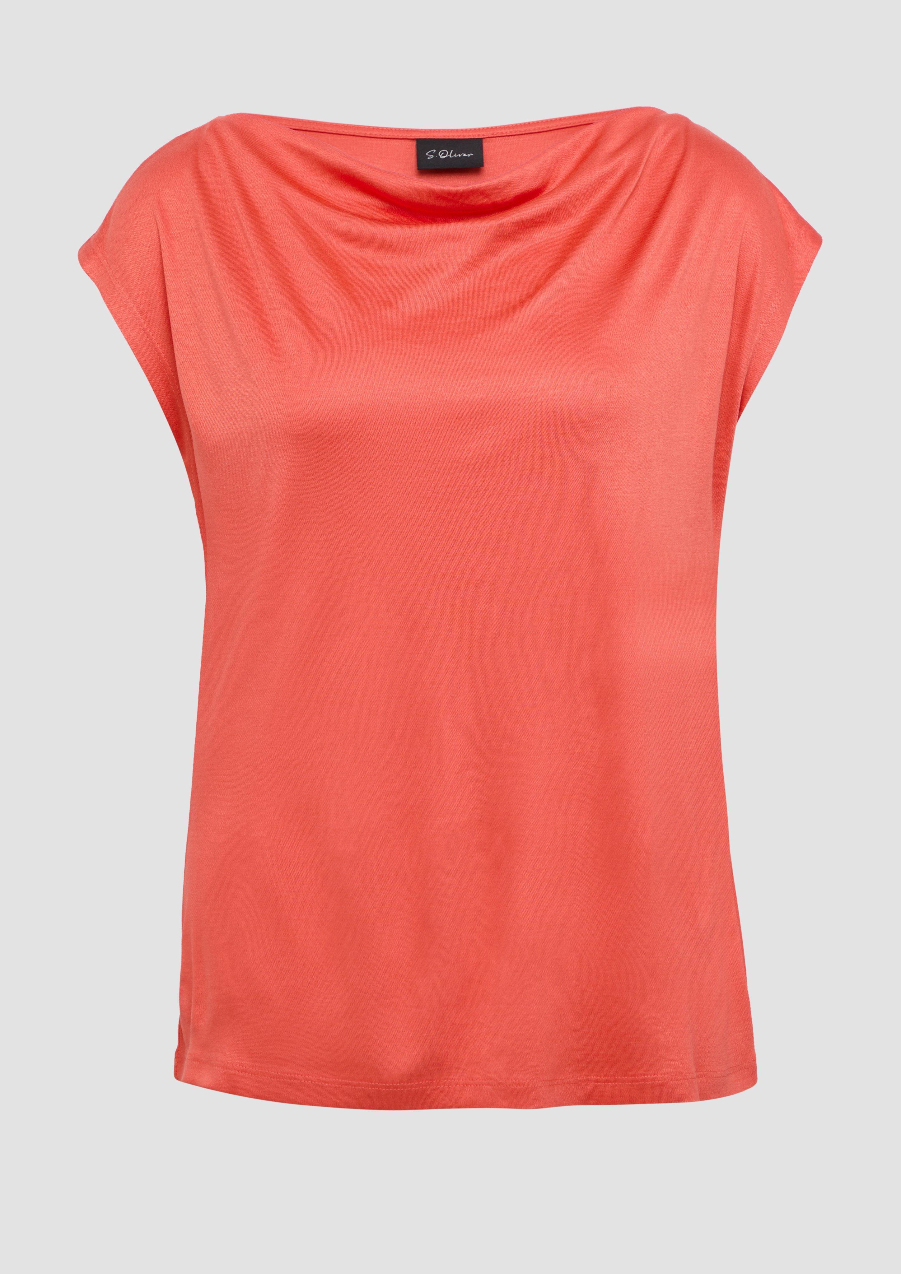 s.Oliver - Shirt aus Viskose mit Wasserfall-Ausschnitt, Damen, rot