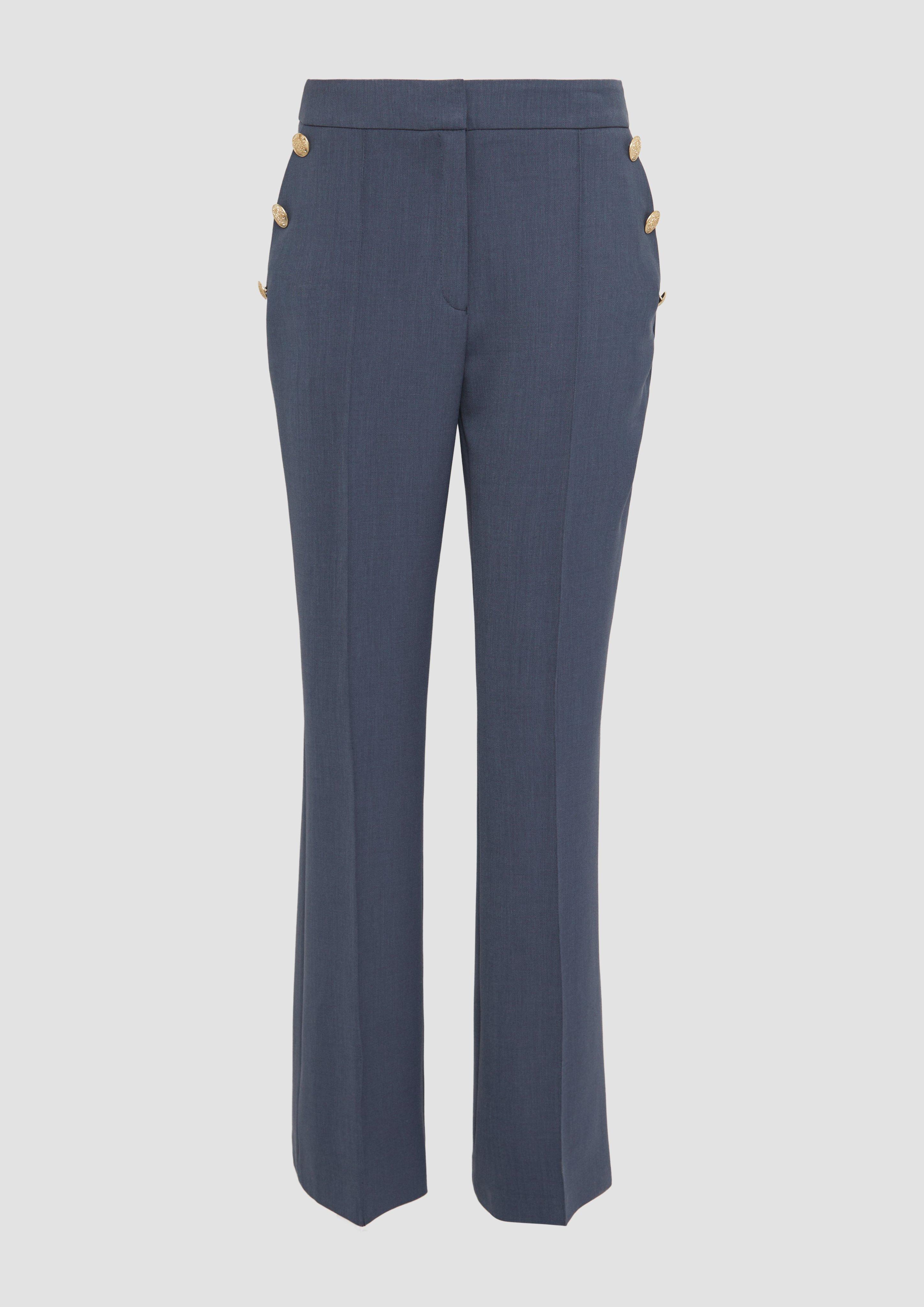 Thumbnail - s.Oliver - Hose mit hohem Bund und dekorativen Knöpfen, Damen, blau