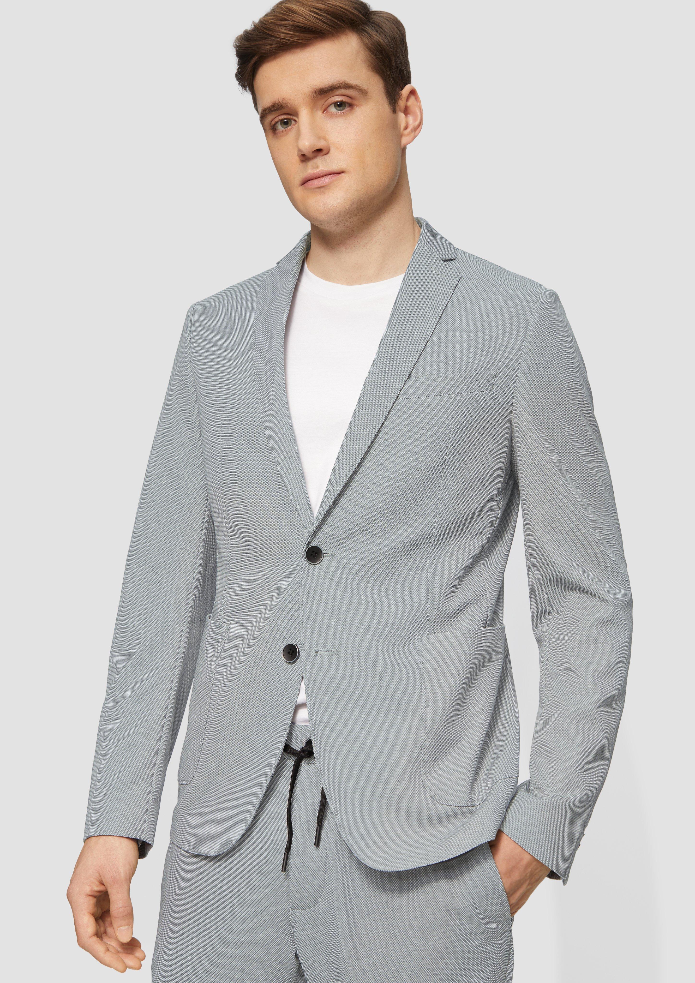 s.O JOGG: Suit jacket in two-tone piqué jersey - grey | s.Oliver s.O JOGG: Suit jacket in two-tone piqué jersey - grey | s.Oliver