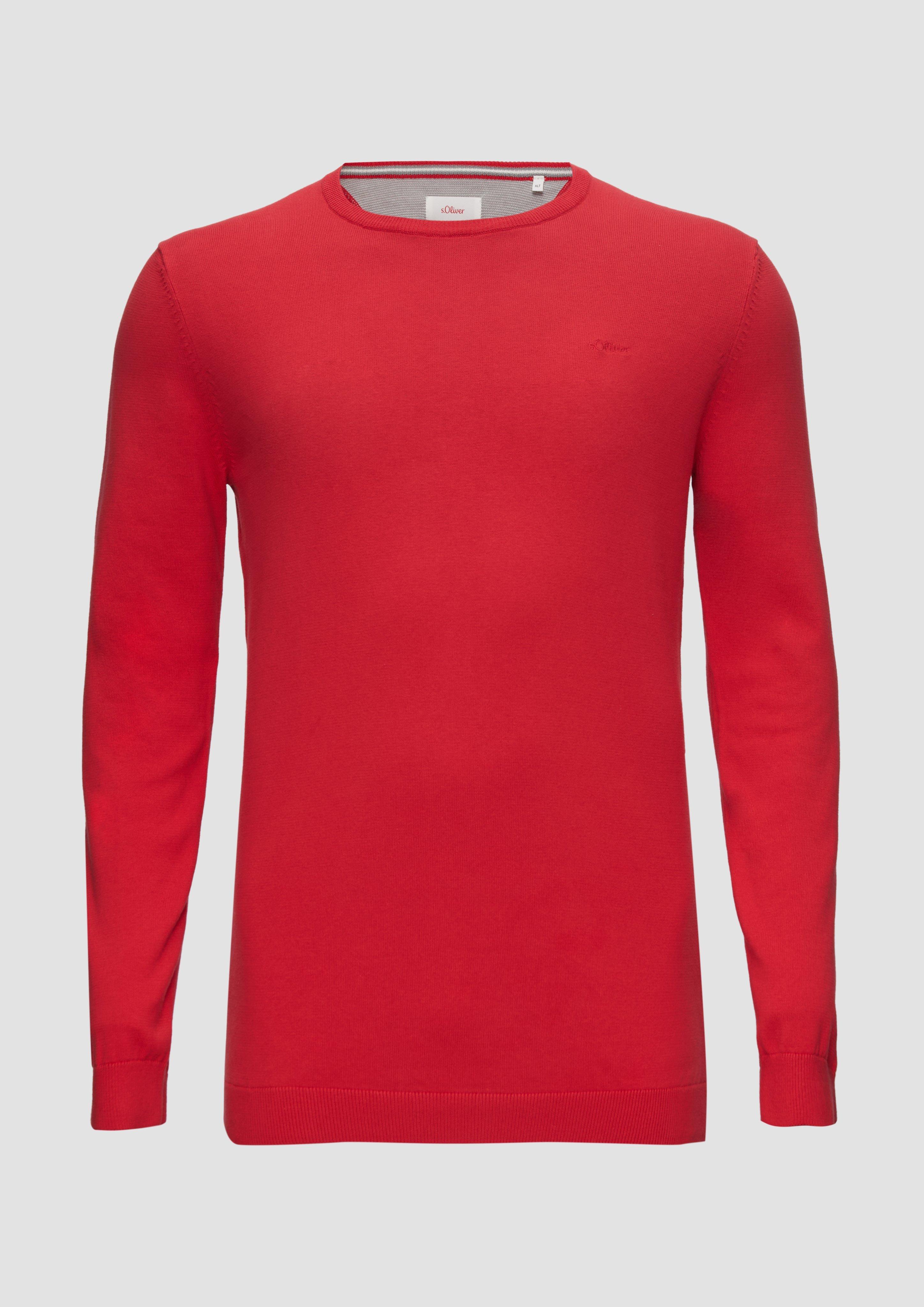 s.Oliver - Strickpullover mit Logo-Stickerei, Herren, rot