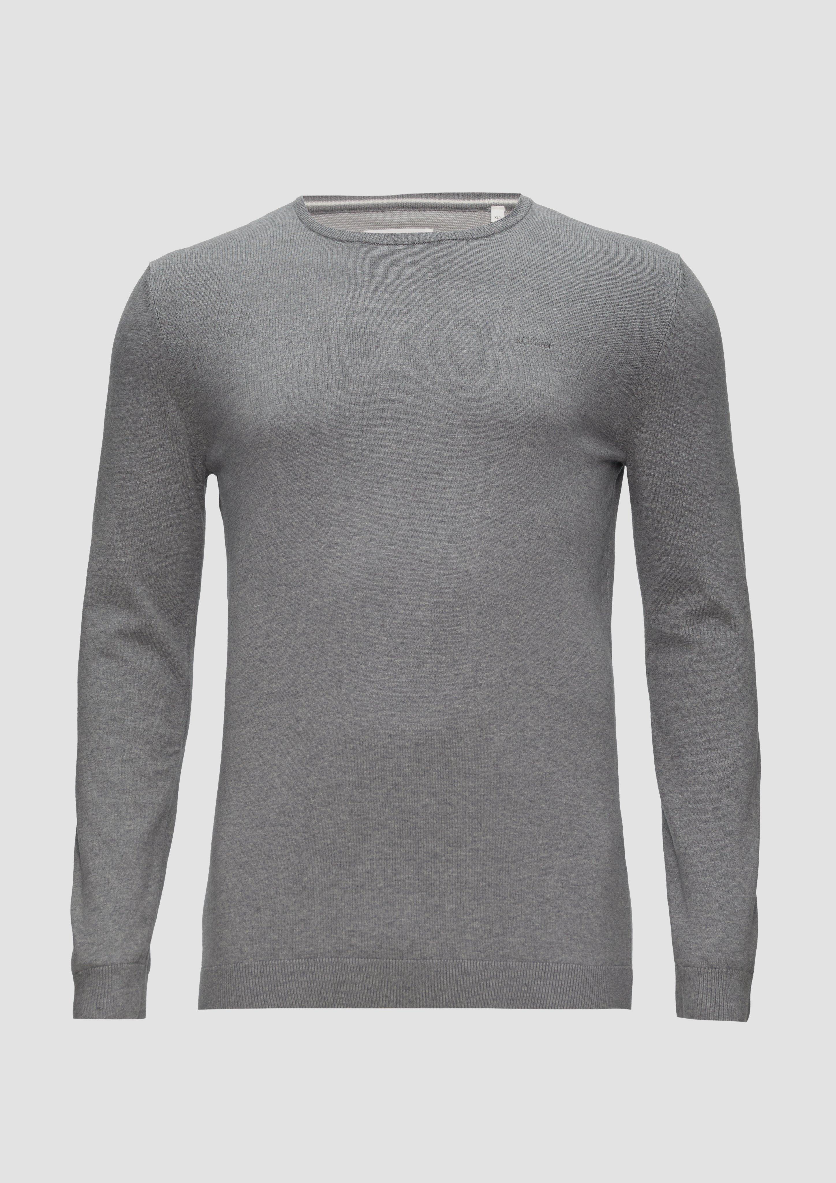 s.Oliver - Strickpullover mit Logo-Stickerei, Herren, grau