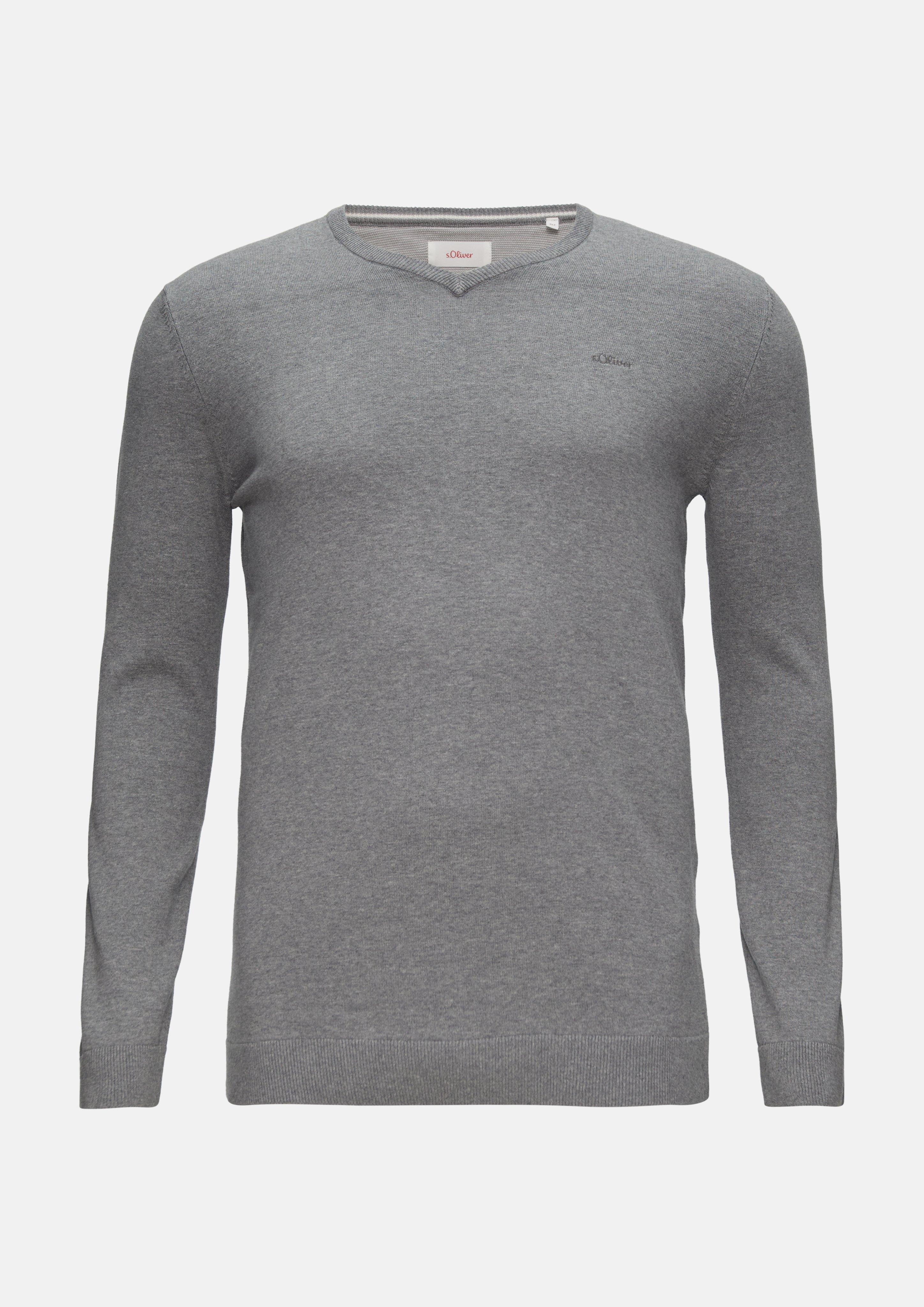 s.Oliver - Strickpullover mit Logo-Stickerei, Herren, grau