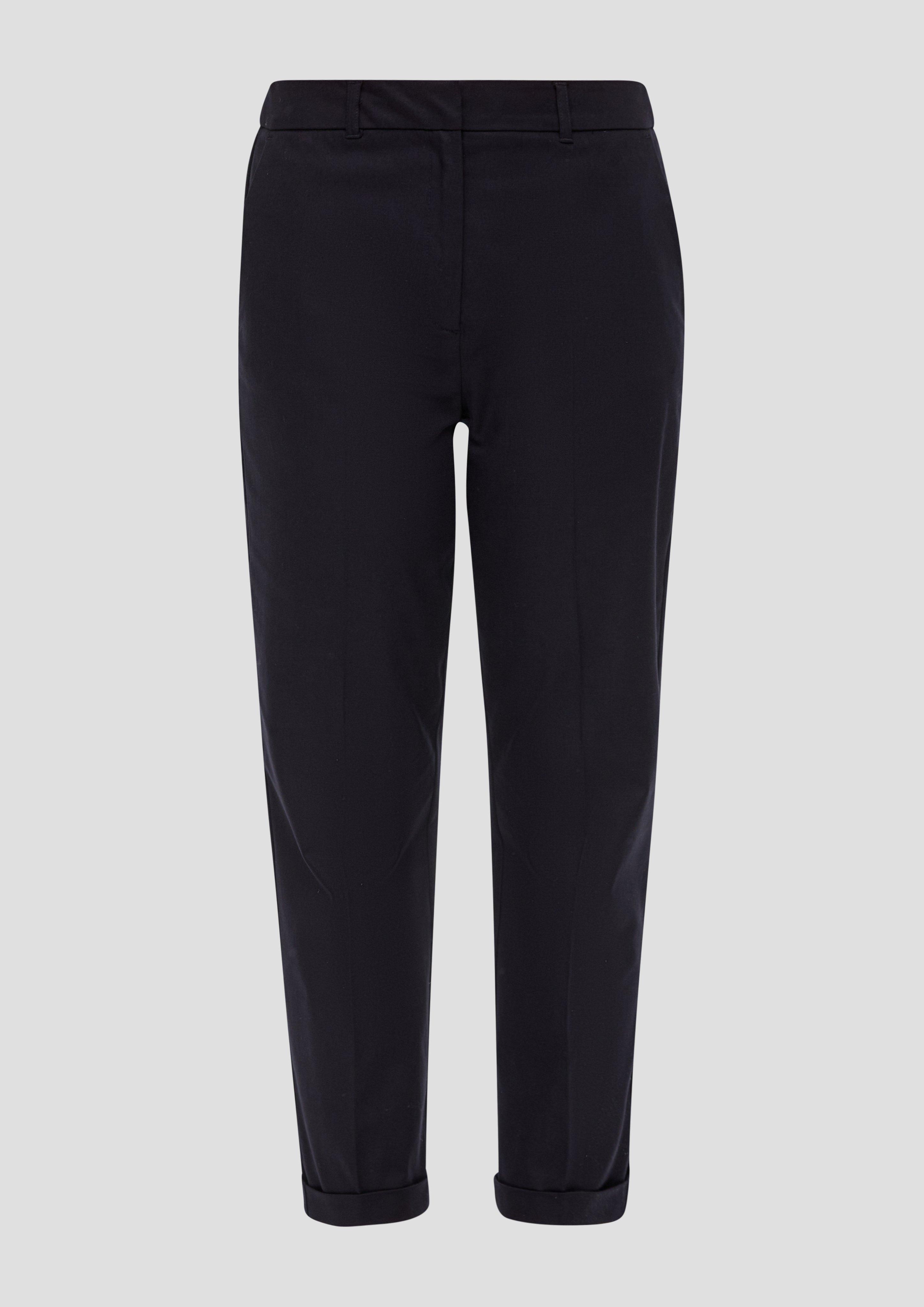 s.Oliver - Tapered-Leg-Hose aus Baumwollmix mit Bundfalte, Damen, blau